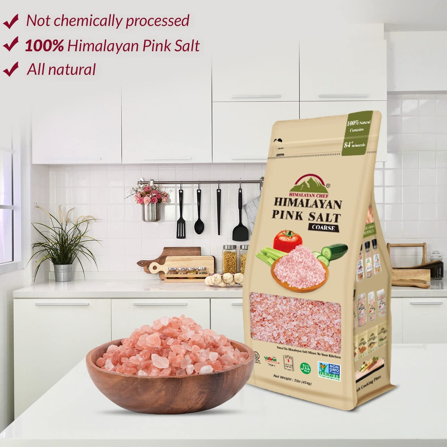 Himalayan Chef Pink Himalayan Salt, Coarse Grain, Grinder Refill -1 Pound (Pack Of 6)