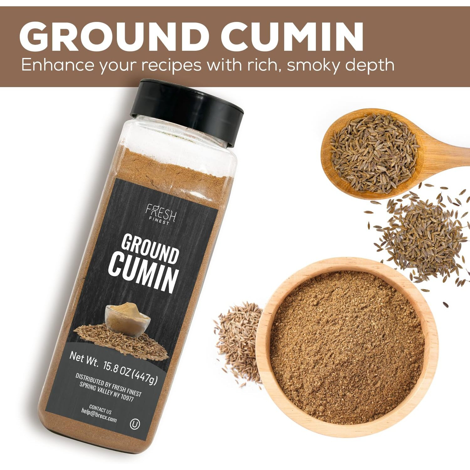 Fresh Finest Ground Cumin 15.8Oz - Premium Quality Ground Cumin - All-Natural, Non-Gmo, Gluten-Free, Kosher - Perfect For Cooking, Seasoning, And Spicing