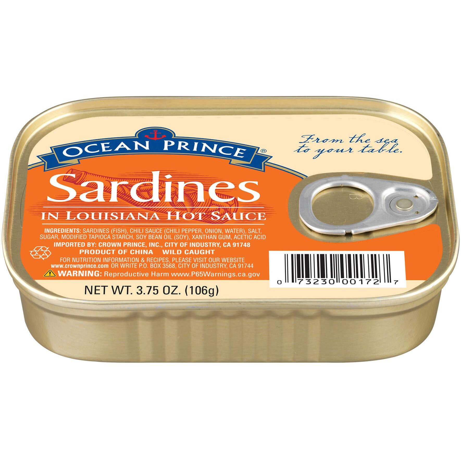 Ocean Prince Sardines In Louisiana Hot Sauce, 3.75 Ounce Cans (Pack Of 12)
