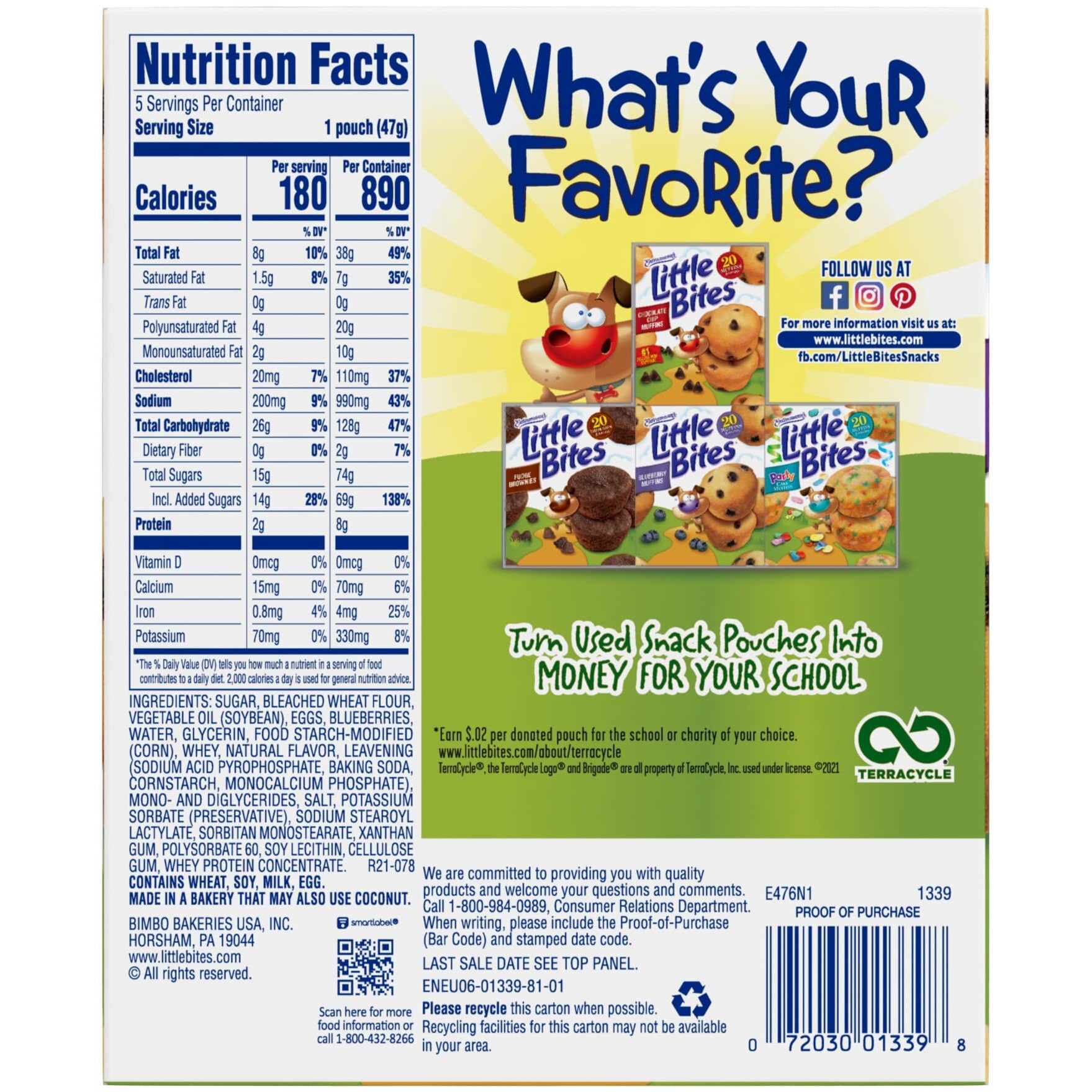Entenmann's Little Bites Blueberry Muffins | 2 Pack (10 Pouches Total)