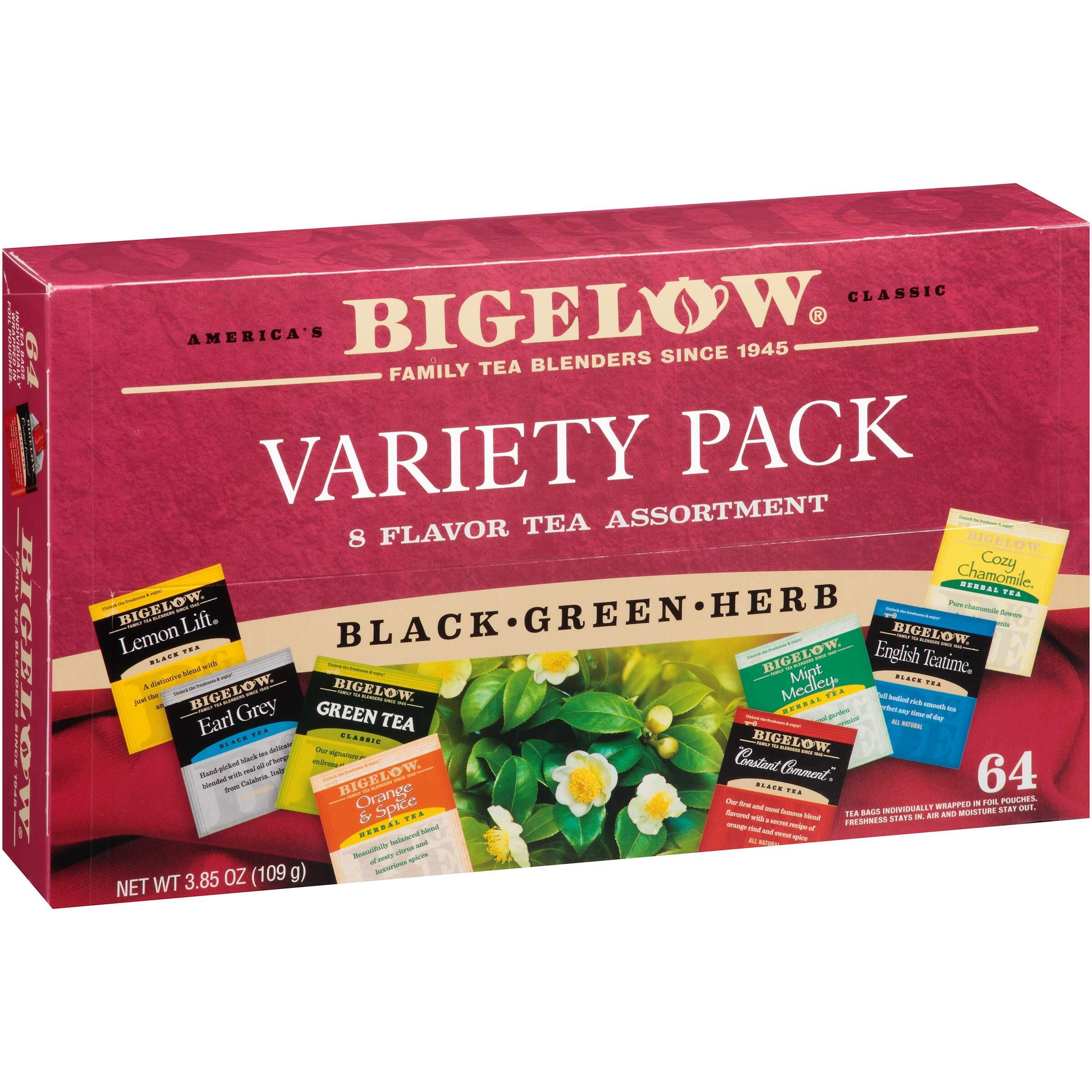 Bigelow Fine Tea & Herbal Tea Assortment 64 Count Box (Pack Of 2) Caffeinated And Caffeine Tea, 128 Tea Bags Total