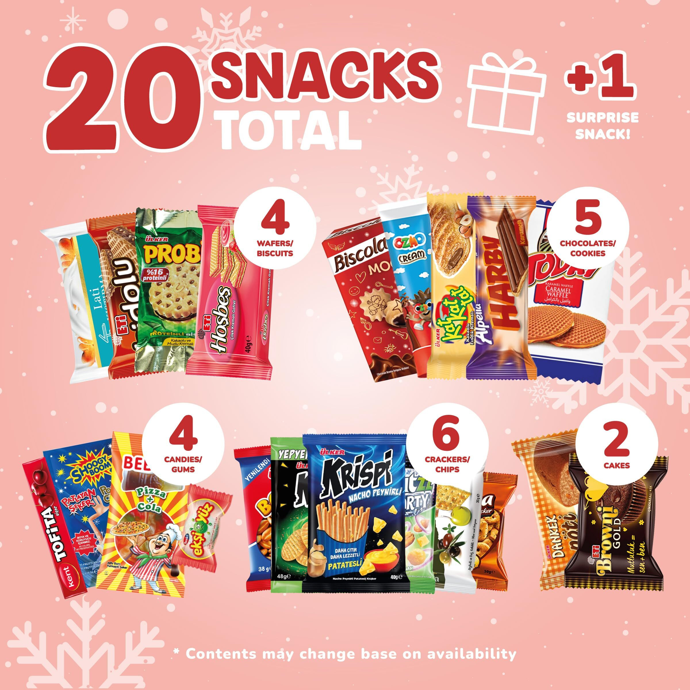 Maxi International Snack Box | Premium Exotic Foreign Snacks | Unique Snack Food Gifts Included | Celebration Theme | Candies From Around The World | 21 Full-Size + 1 Bonus Snacks