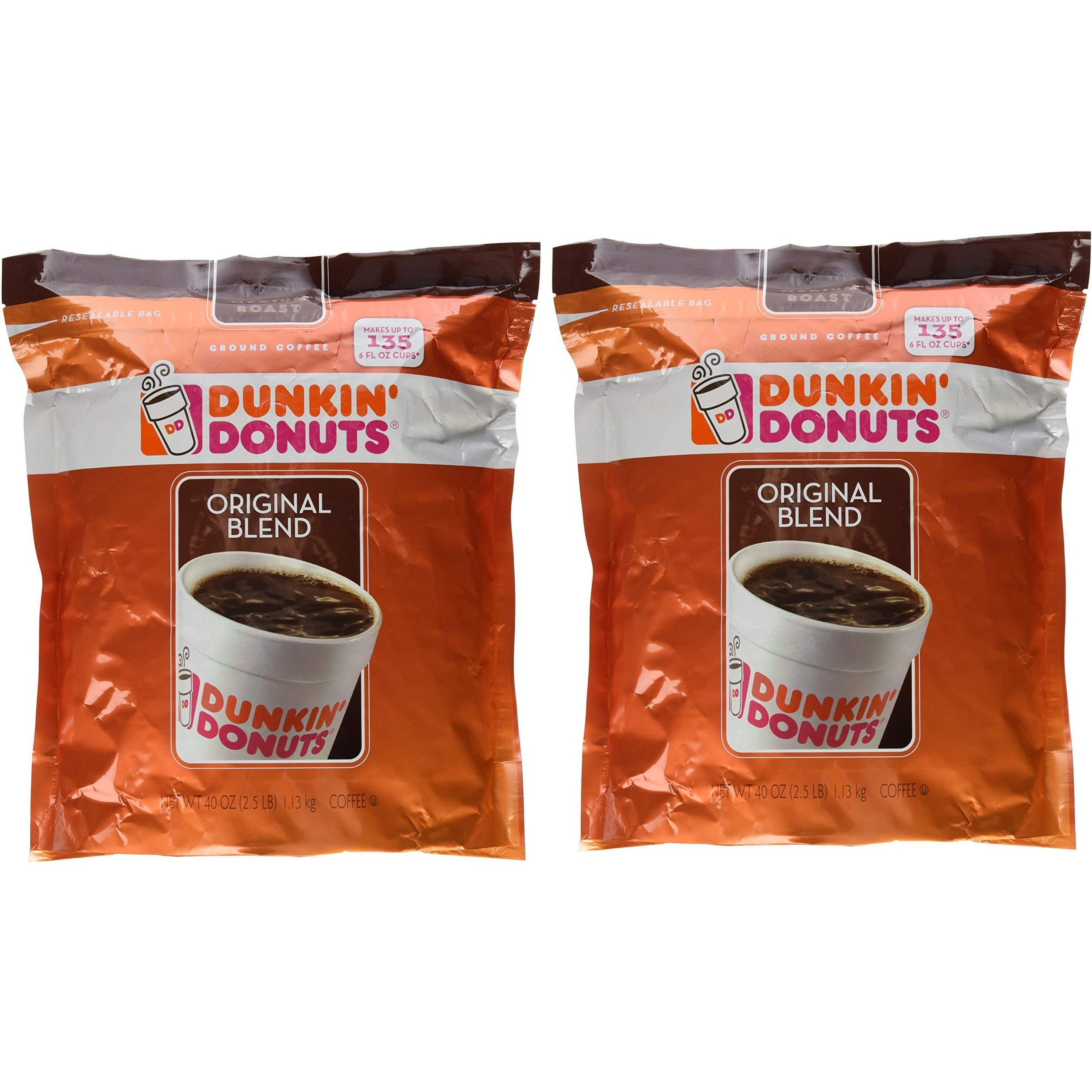Dunkin' Donuts Original Blend Medium Roast Ground Coffee 100 % Premium Arabica Coffee 40 Oz. (Pack Of 2)