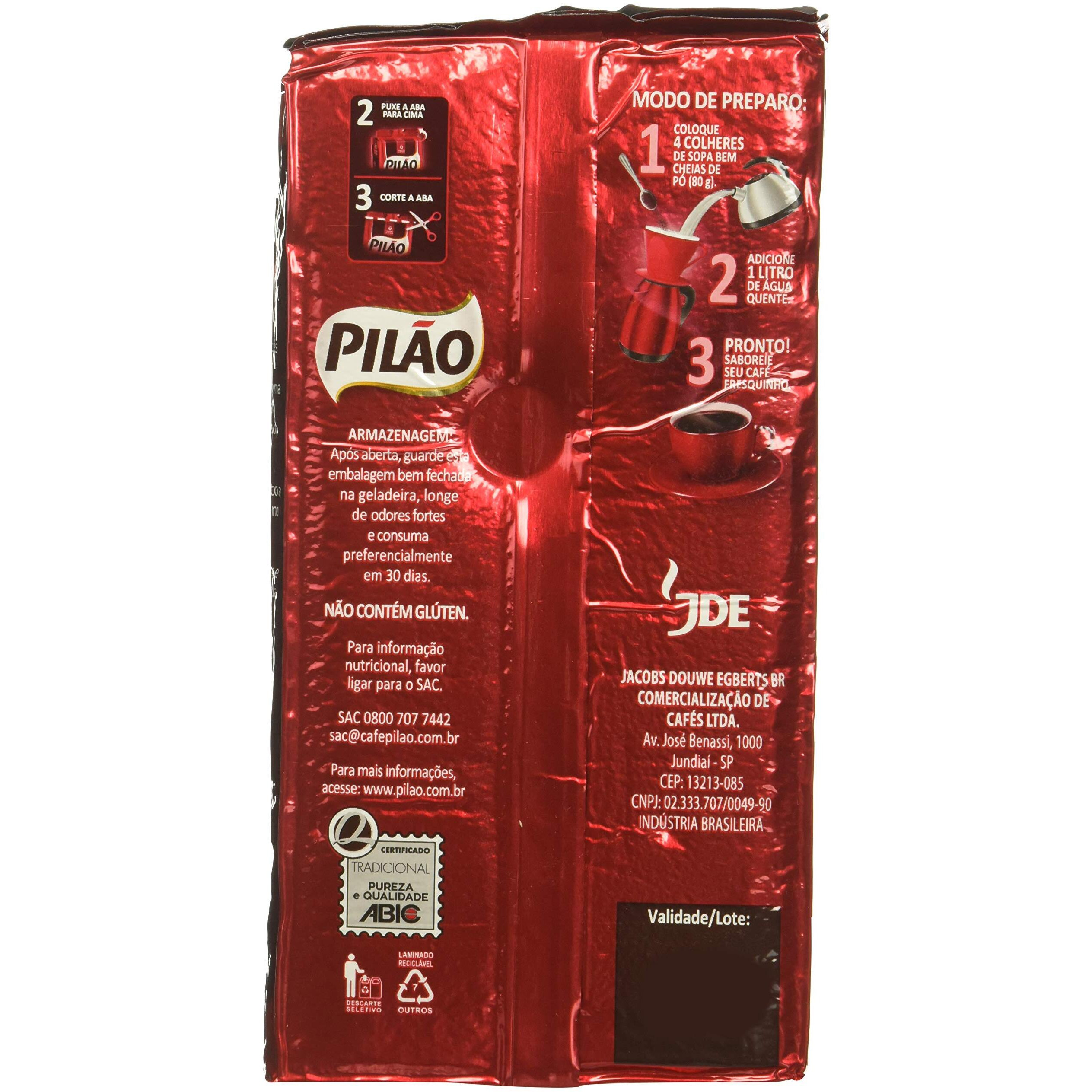 Coffee Rost And Ground - Caf   Torrado E Mo  Do - Pilao 17.60Oz. (500G) - Gluten-Free - (Pack Of 02)