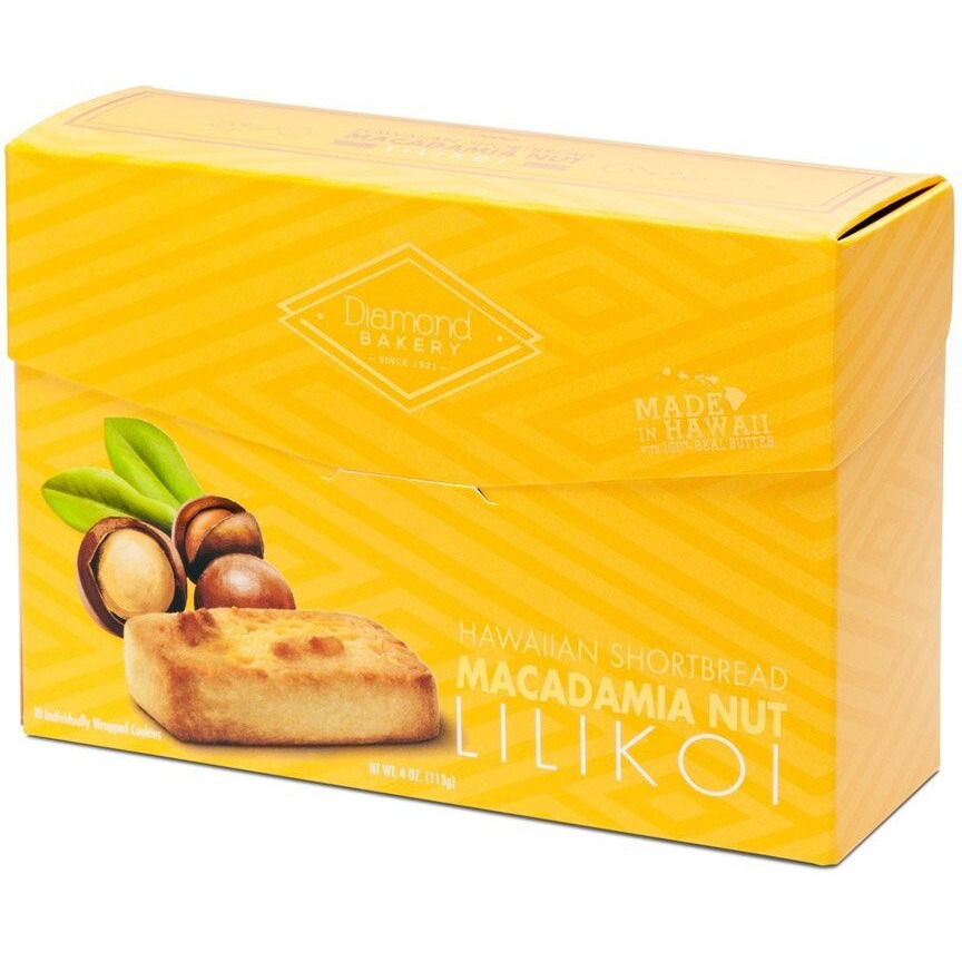 Diamond Bakery Hawaiian Shortbread Macadamia Nut Cookies, Lilikoi 4 Ounce (113G)