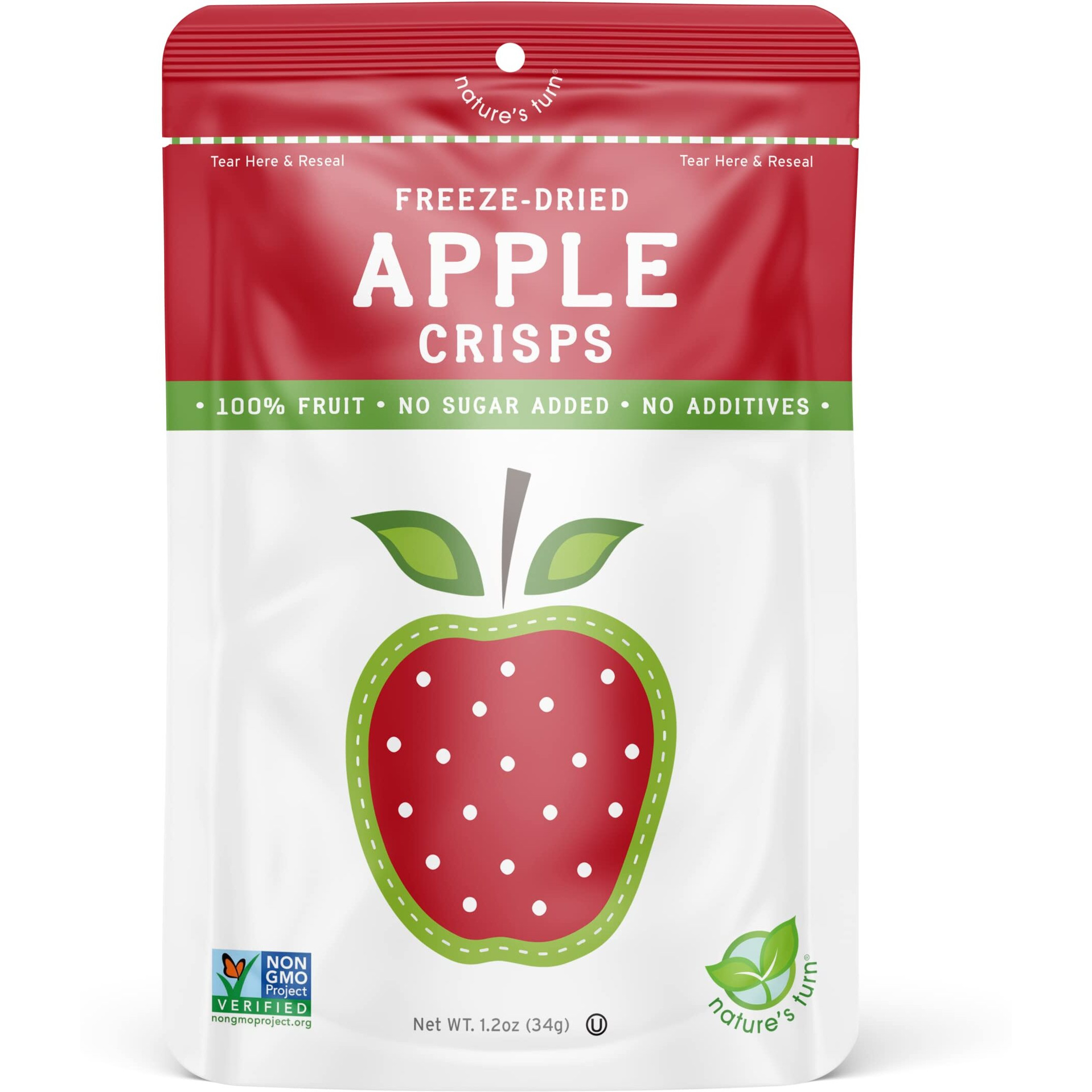 Nature's Turn Freeze-Dried Fruit Snacks, Apple Crisps, Pack Of 6 (1.2 Oz Each)