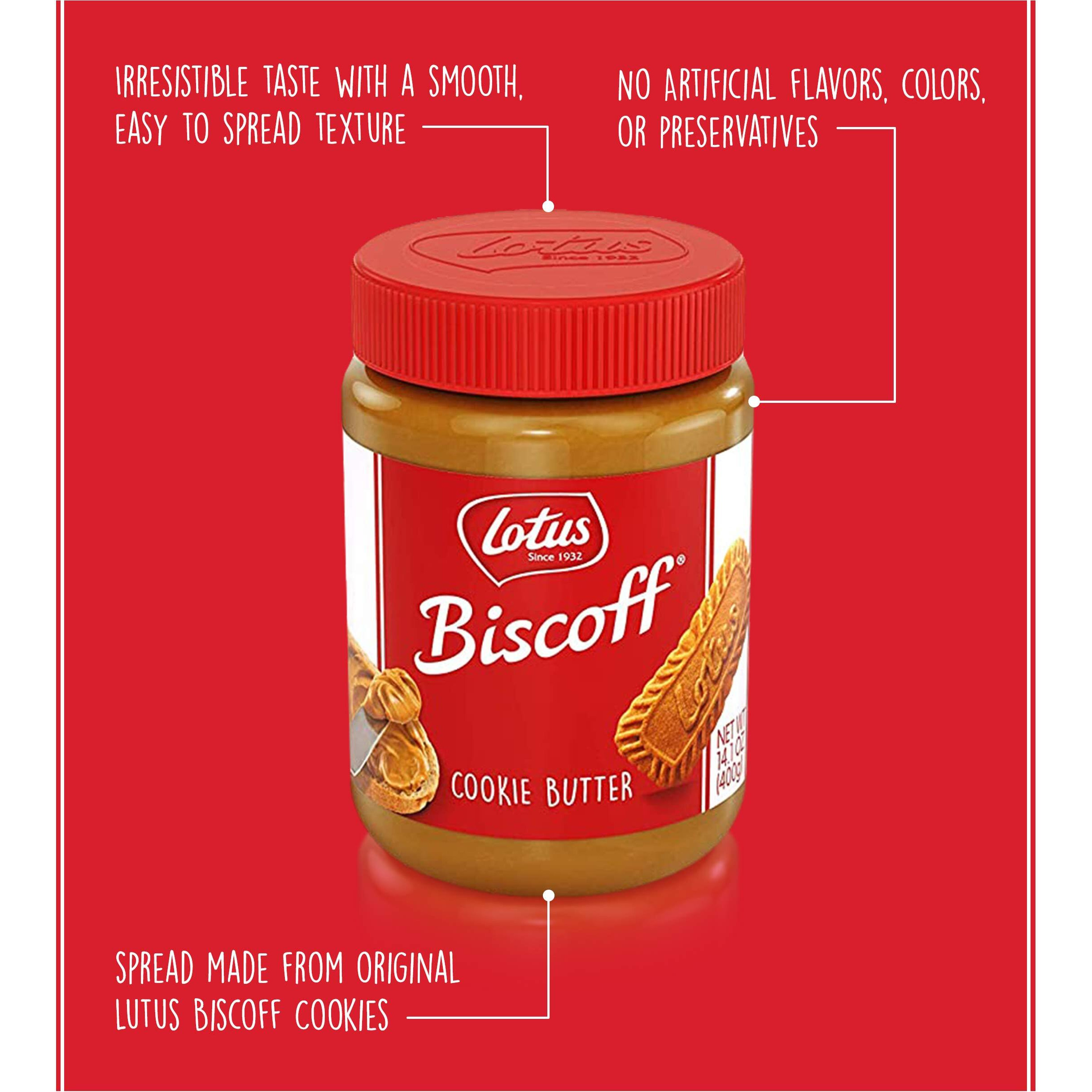 Lotus Biscoff | Cookie Butter Spread | Creamy | 14.1 Ounce (Pack Of 1) | Non-Gmo + Vegan