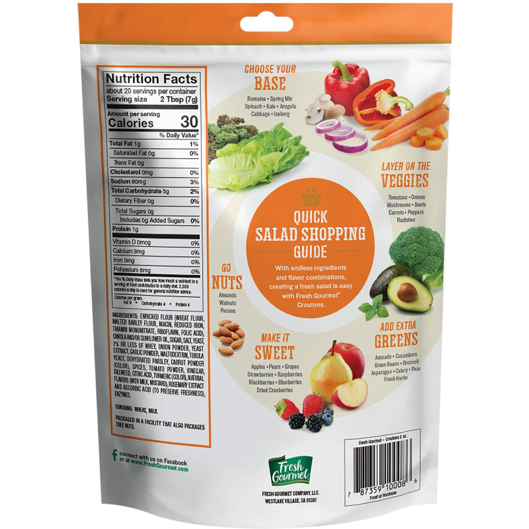 Fresh Gourmet Premium Croutons | Garden Herb | 5 Ounce, Pack Of 6 | Crunchy Salad Topper