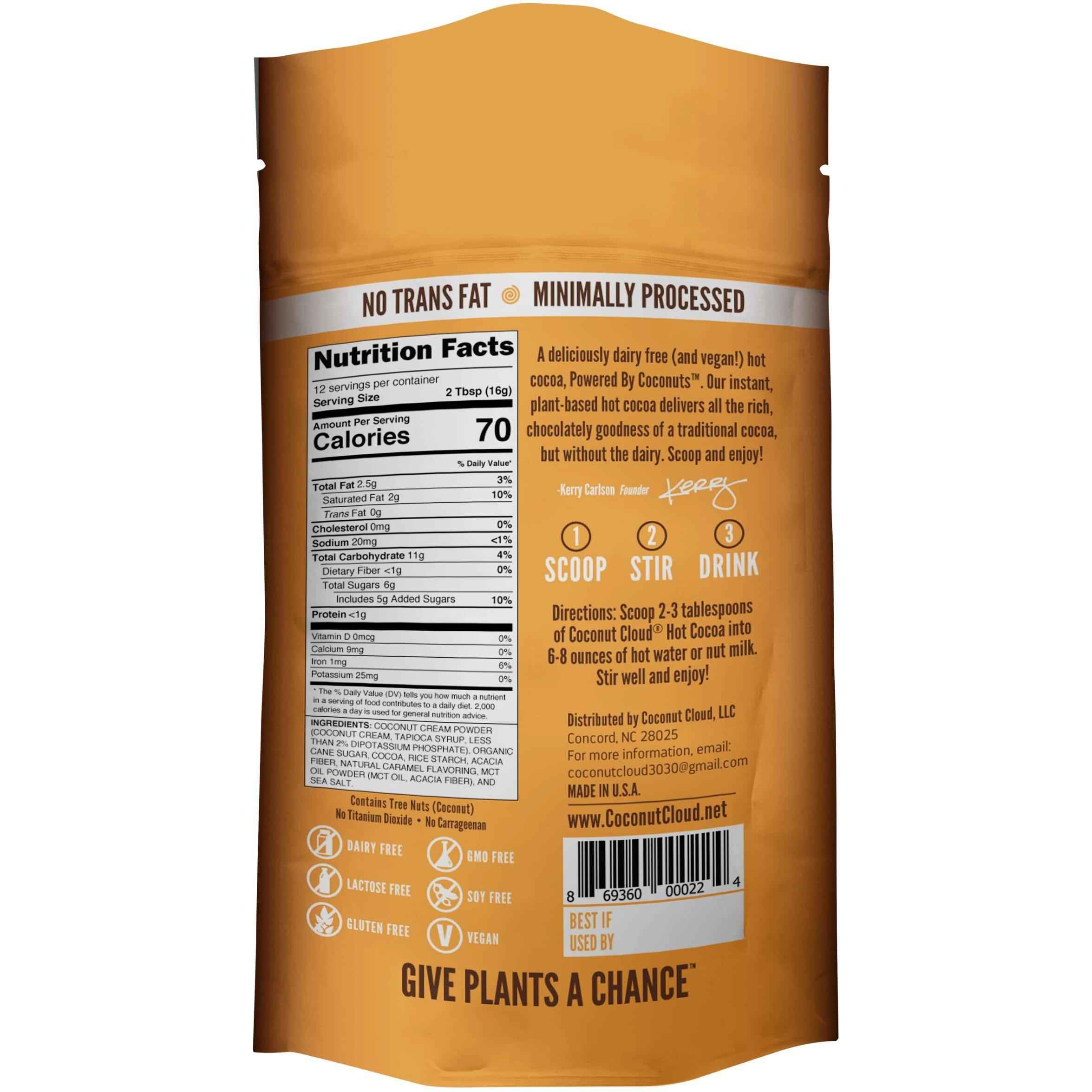 Coconut Cloud Dairy-Free Salted Caramel Instant Hot Cocoa Mix | Vegan, Natural, Delicious, Creamy Chocolate (Made In Colorado From Premium Coconut Milk Powder), 7Oz