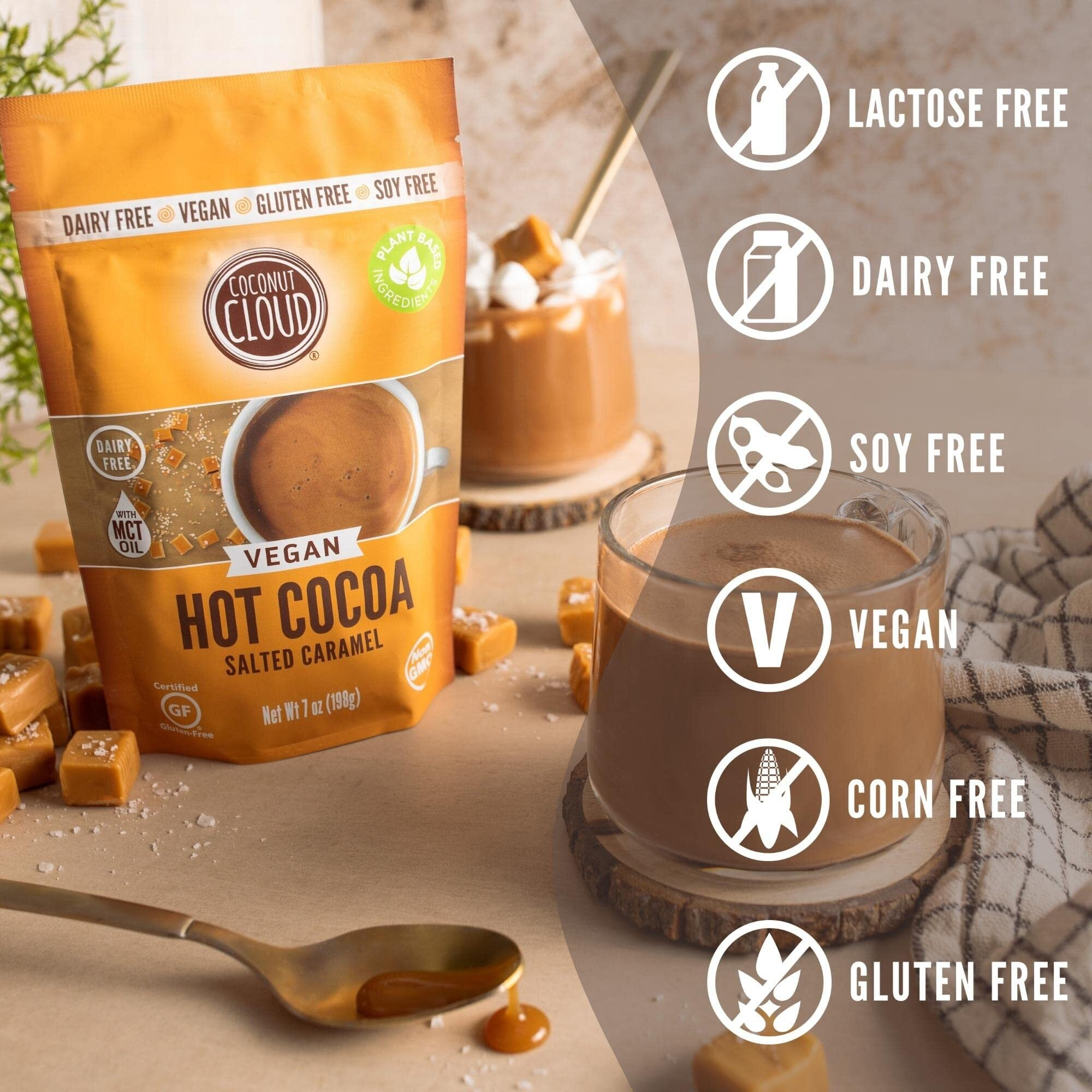Coconut Cloud Dairy-Free Salted Caramel Instant Hot Cocoa Mix | Vegan, Natural, Delicious, Creamy Chocolate (Made In Colorado From Premium Coconut Milk Powder), 7Oz