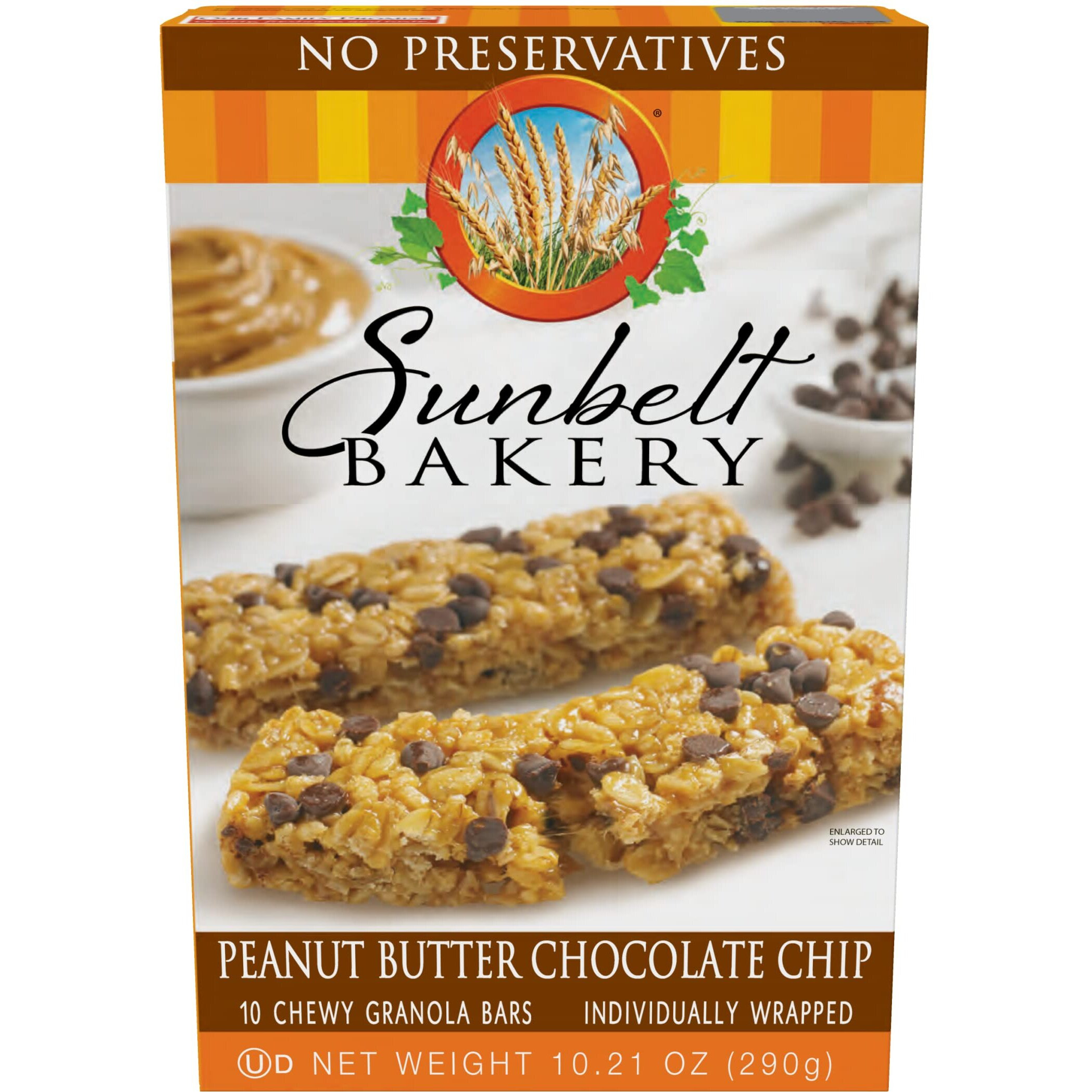 Sunbelt Bakery Peanut Butter Chocolate Chip Chewy Granola Bars, 10 Bars In Each Box, No Preservatives (3 Boxes)