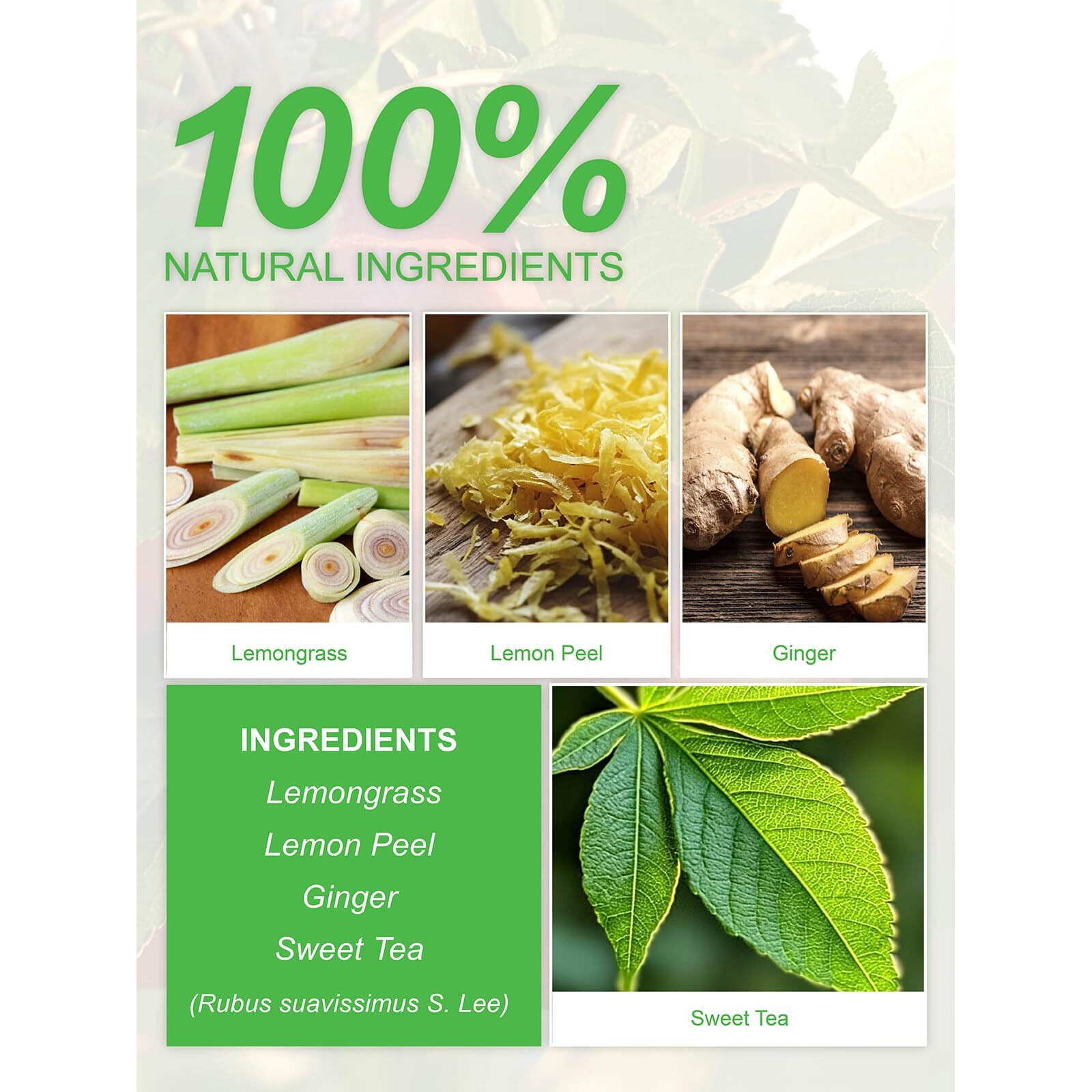 Teelux Lemon Ginger Herbal Tea, Refreshing Lemon With Spicy Ginger Root & Zesty Lemongrass, Caffeine Free, Soothing & Tangy Flavor, 100 Tea Bags
