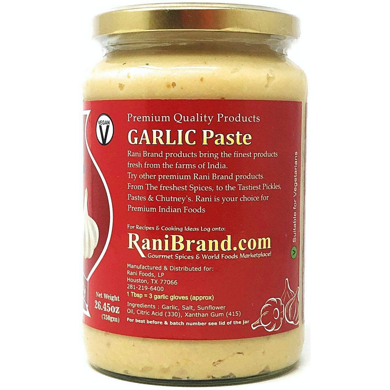 Asian Kitchen Garlic Cooking Paste 26.5Oz (750G) Glass Jar ~ Vegan | Gluten Free | Non-Gmo | No Colors | Indian Origin