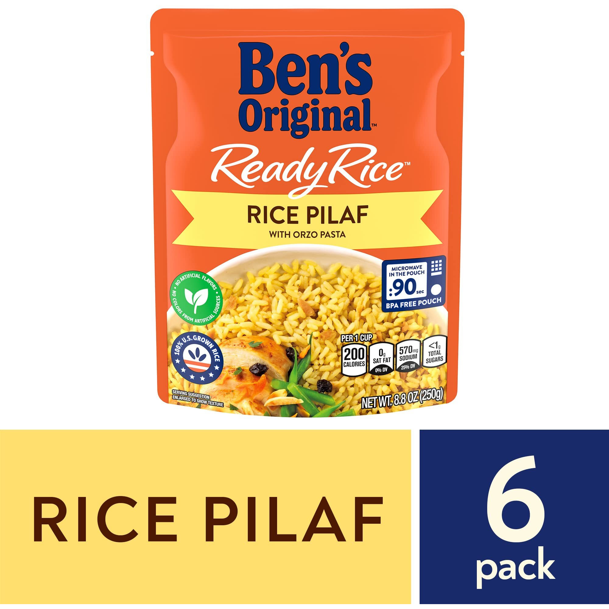 Ben's Original Ready Rice Pouch Rice Pilaf, 8.8 Oz. (6 Pack)