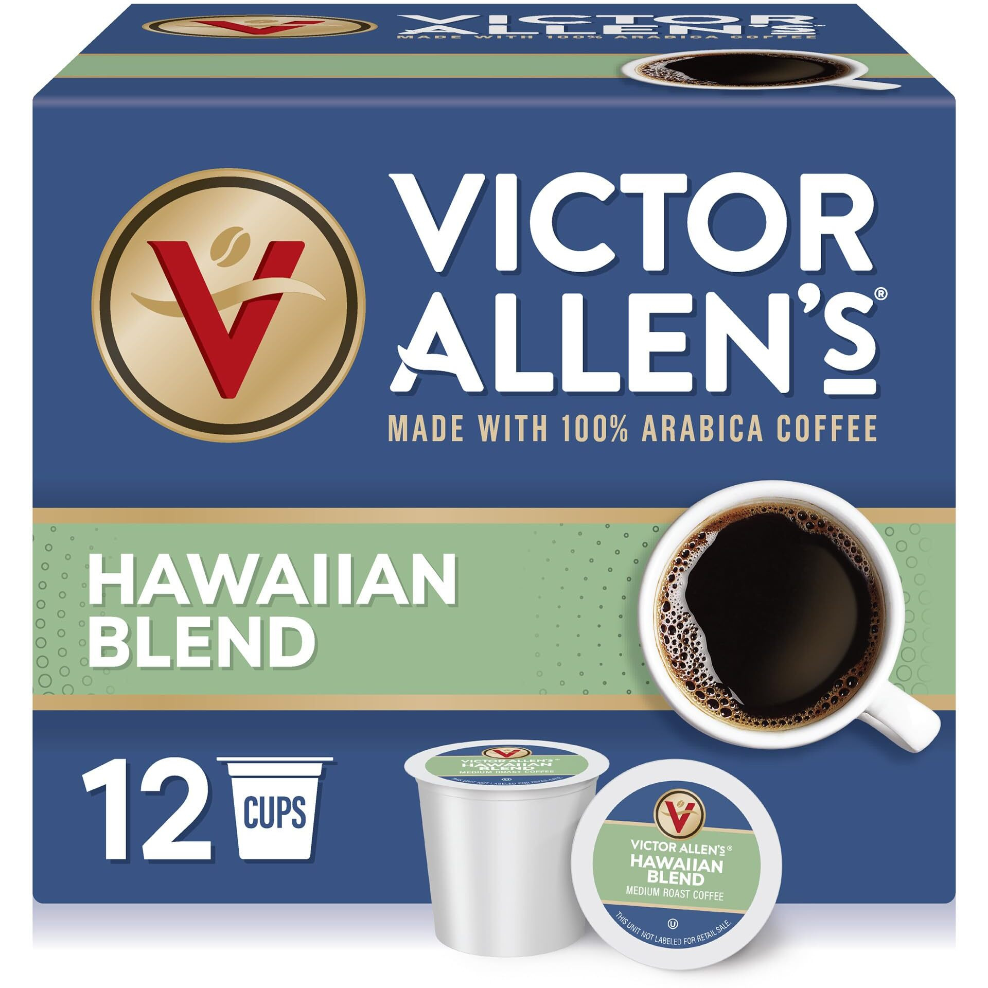 Victor Allen's Coffee Hawaiian Blend, Medium Roast, 12 Count, Single Serve Coffee Pods For Keurig K-Cup Brewers (Formerly Kona Blend)