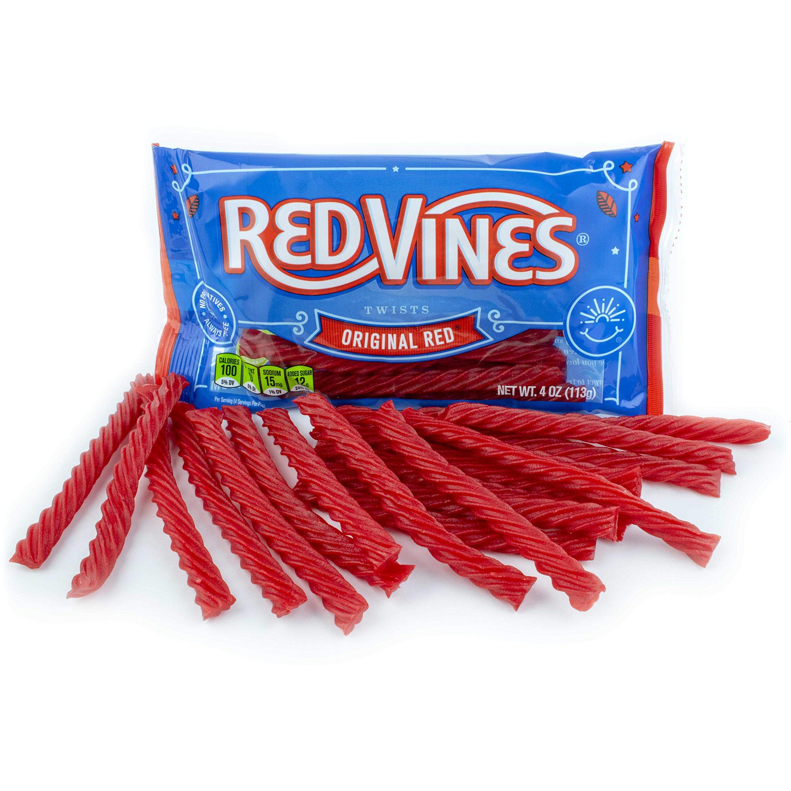 Red Vines Licorice Twists, Original Red Flavor, 4Oz Bag (12 Pack), Soft & Chewy Candy