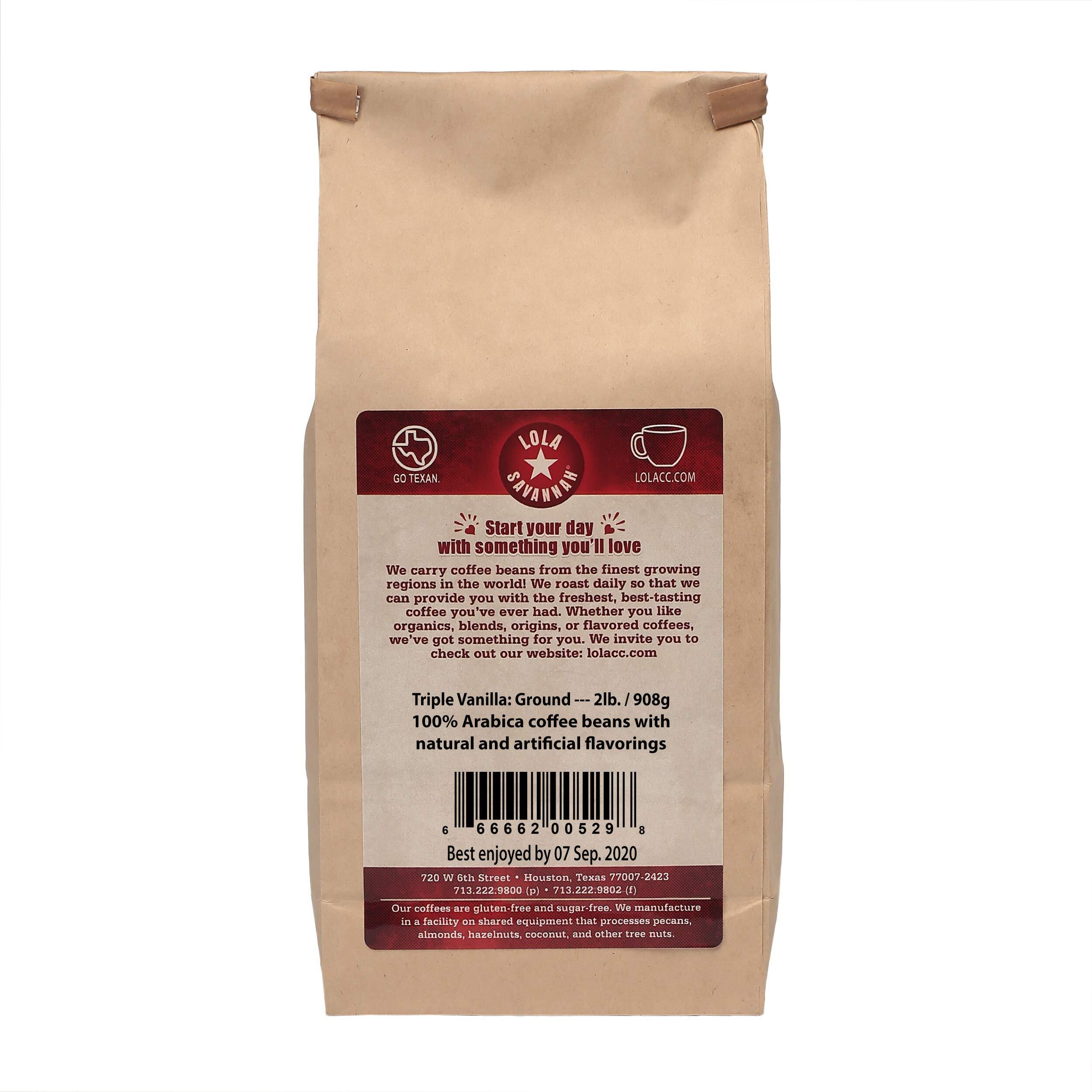 Lola Savannah Triple Vanilla Ground Caffeinated Coffee, 2Lb