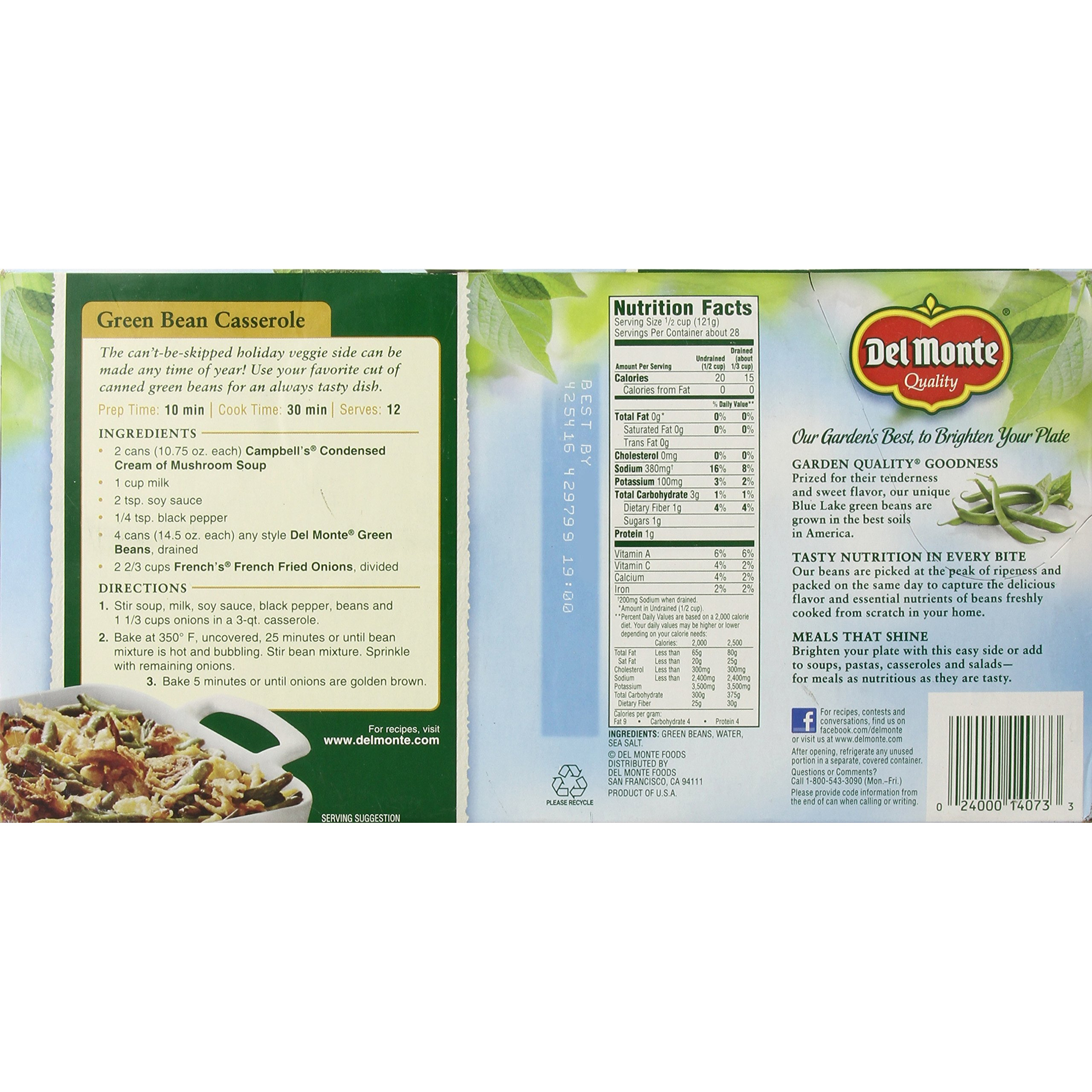 Del Monte Cut Green Beans, 8 Count