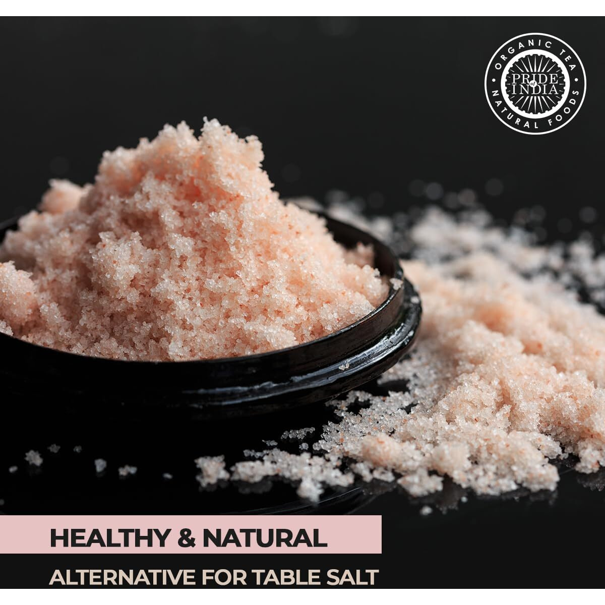 Pride Of India - Dark Himalayan Pink Salt - Enriched W/ 84+ Natural Minerals, Fine Grind 1 Pound (16 Oz) Dual Sifting Jar - Easy Flow Granules - No Grinding Needed, Unrefined, Natural Bold Pure Taste