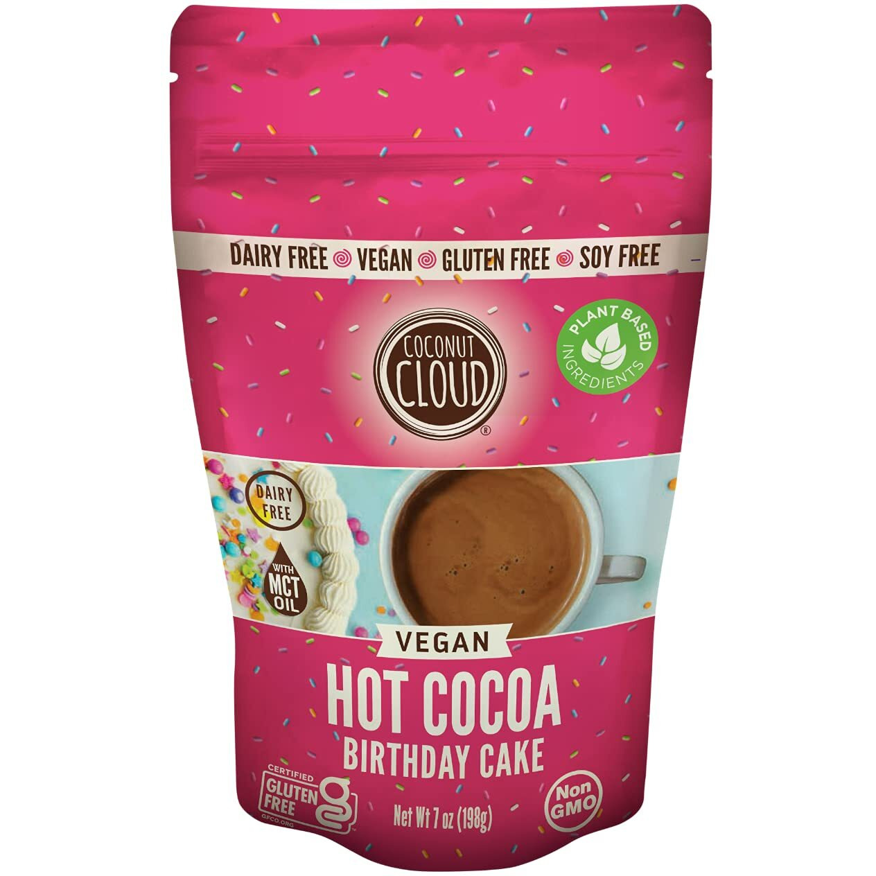 Coconut Cloud Dairy-Free Instant Hot Cocoa Mix | Vegan, Natural, Delicious, Creamy Chocolate (Made In Colorado From Premium Coconut Milk Powder), Birthday Cake Hot Cocoa, 7 Oz