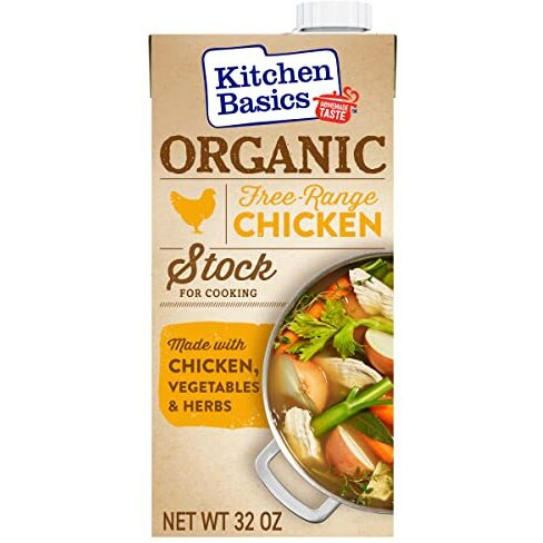 Kitchen Basics Organic Free-Range Chicken Stock, Heart Healthy, No Msg, Usda Certified Organic, Gluten Free, 32 Ounce (Pack Of 12)