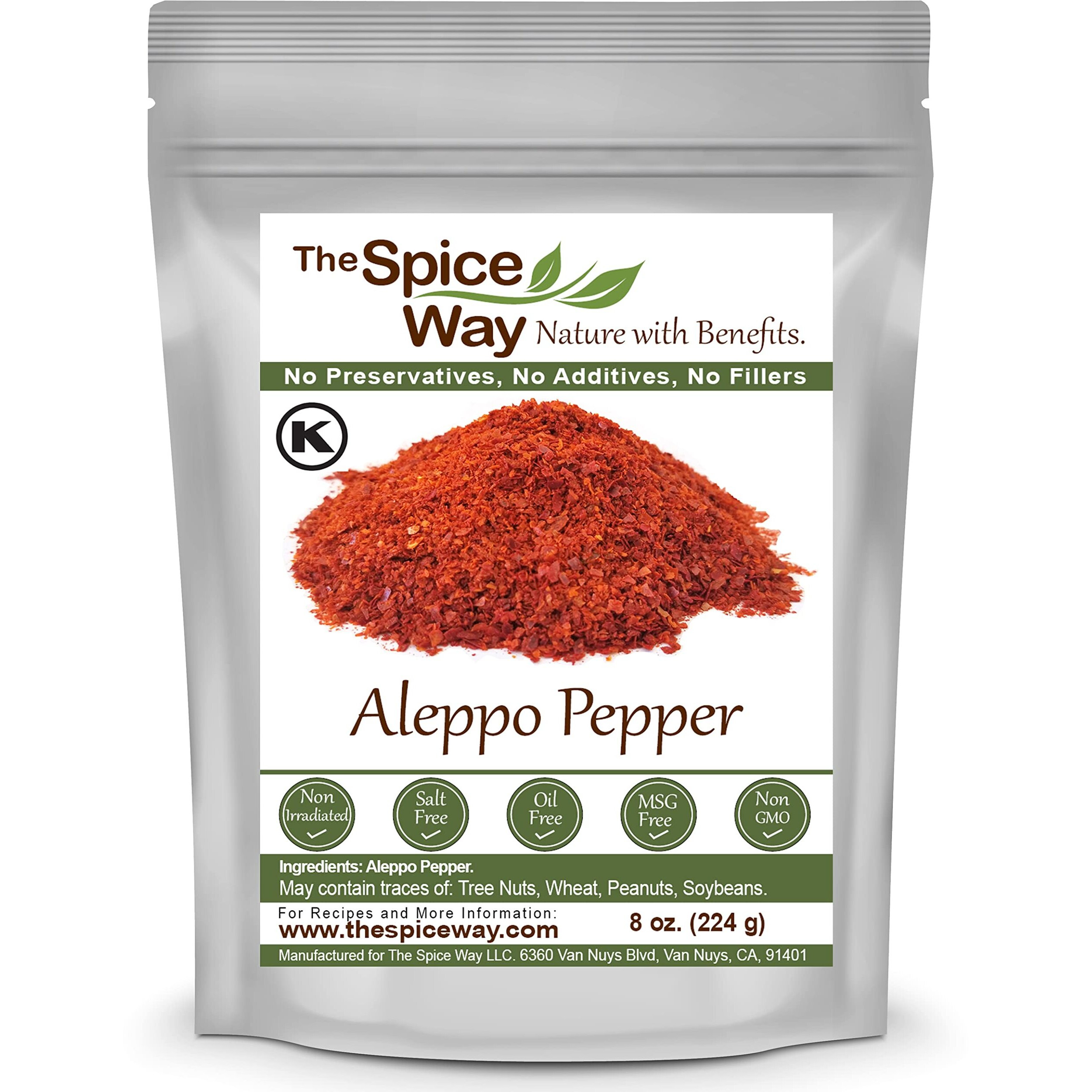 The Spice Way - Premium Aleppo Pepper |8 Oz.| Crushed Aleppo Pepper Flakes (Halaby Pepper/Pul Biber/Marash Pepper/Aleppo Chili Flakes) Popular In Turkish And Middle Eastern/Mediterranean Cooking