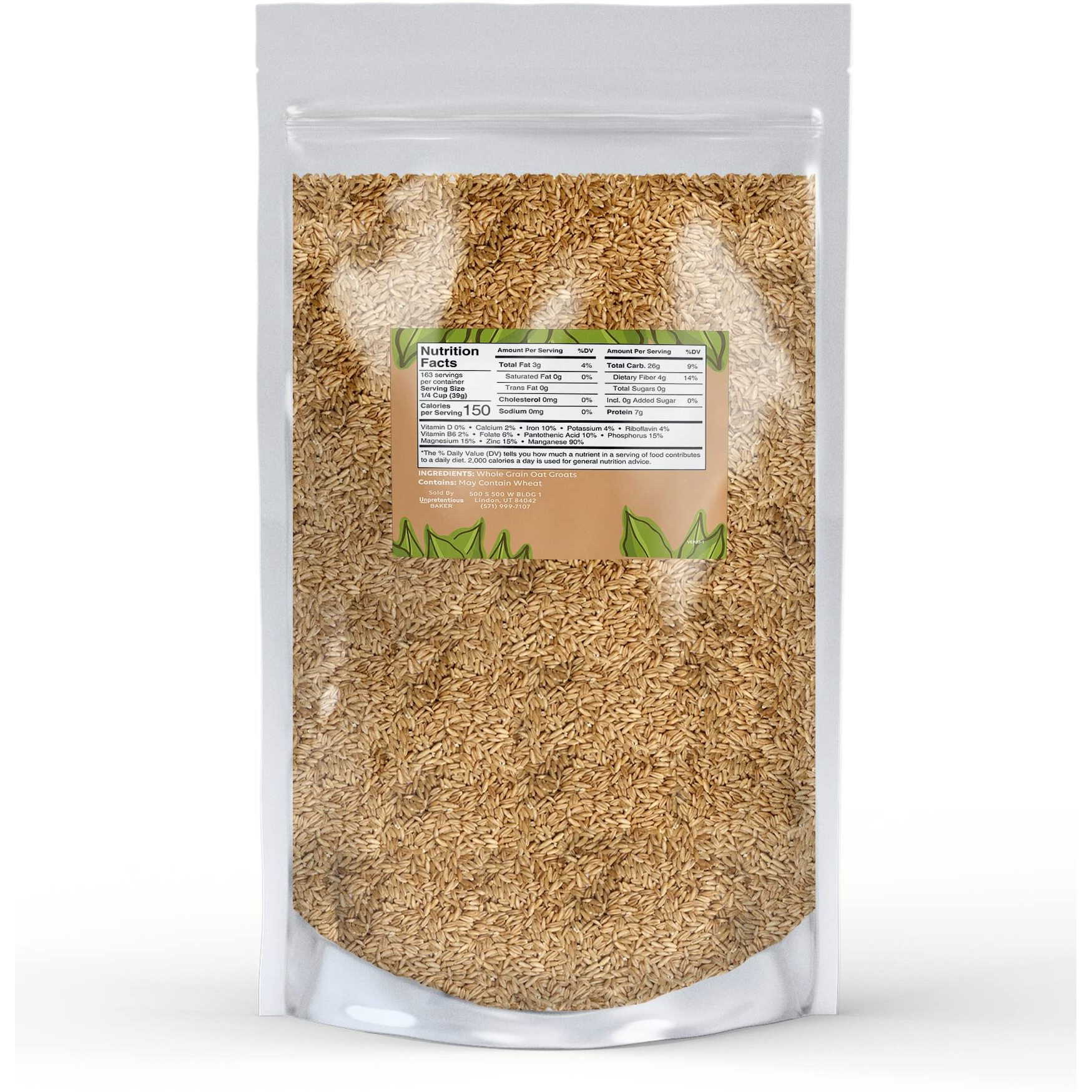 Oat Groats By Unpretentious Baker, 14 Lb, Natural Whole Grain, High In Fiber, Uncut & Unrolled