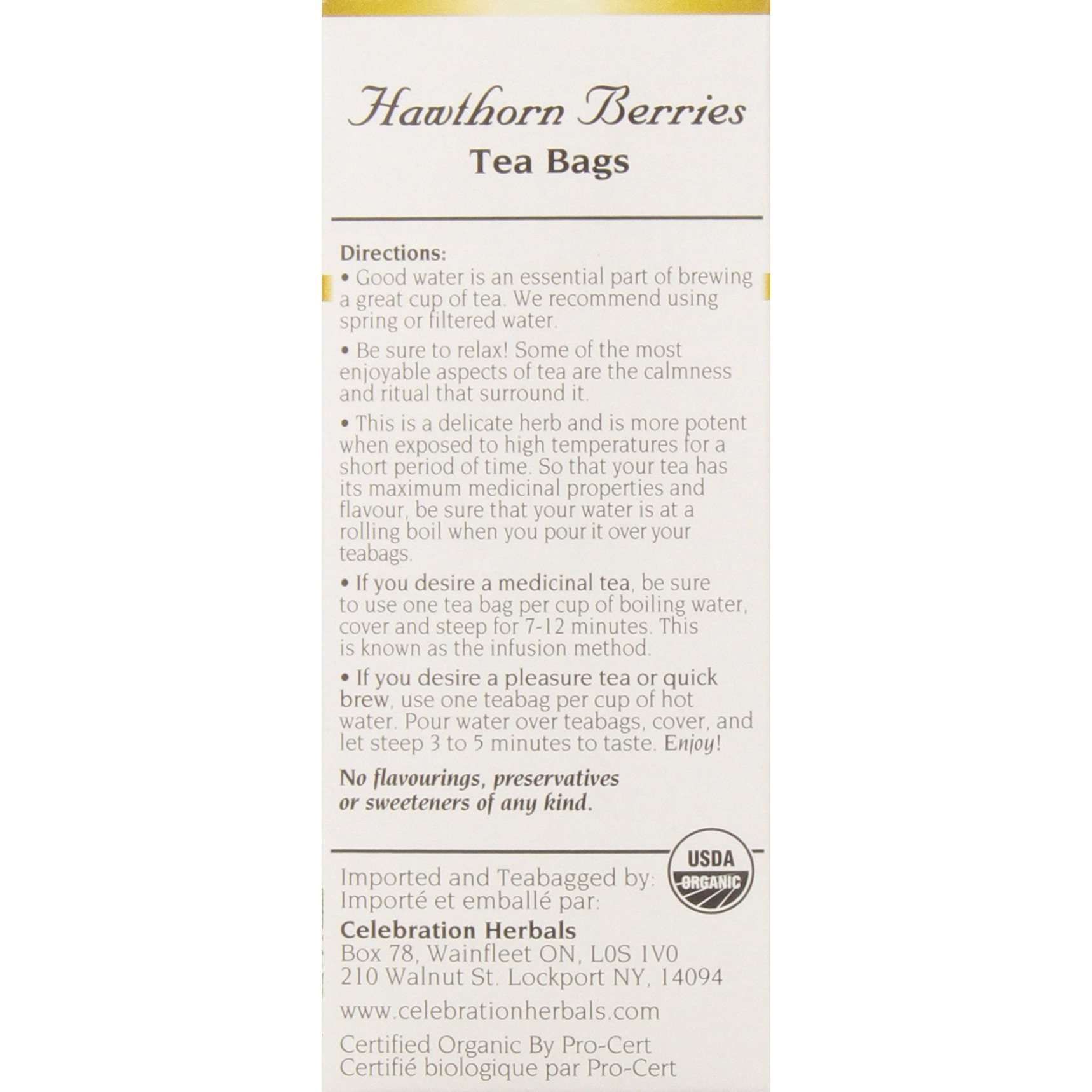 Celebration Herbals Organic Hawthorne Berries Tea Bags 24 Count