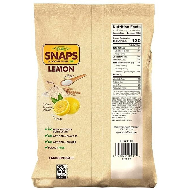 Stauffer's Original Recipe Lemon Snaps 14 Oz. Bags (3 Bags)