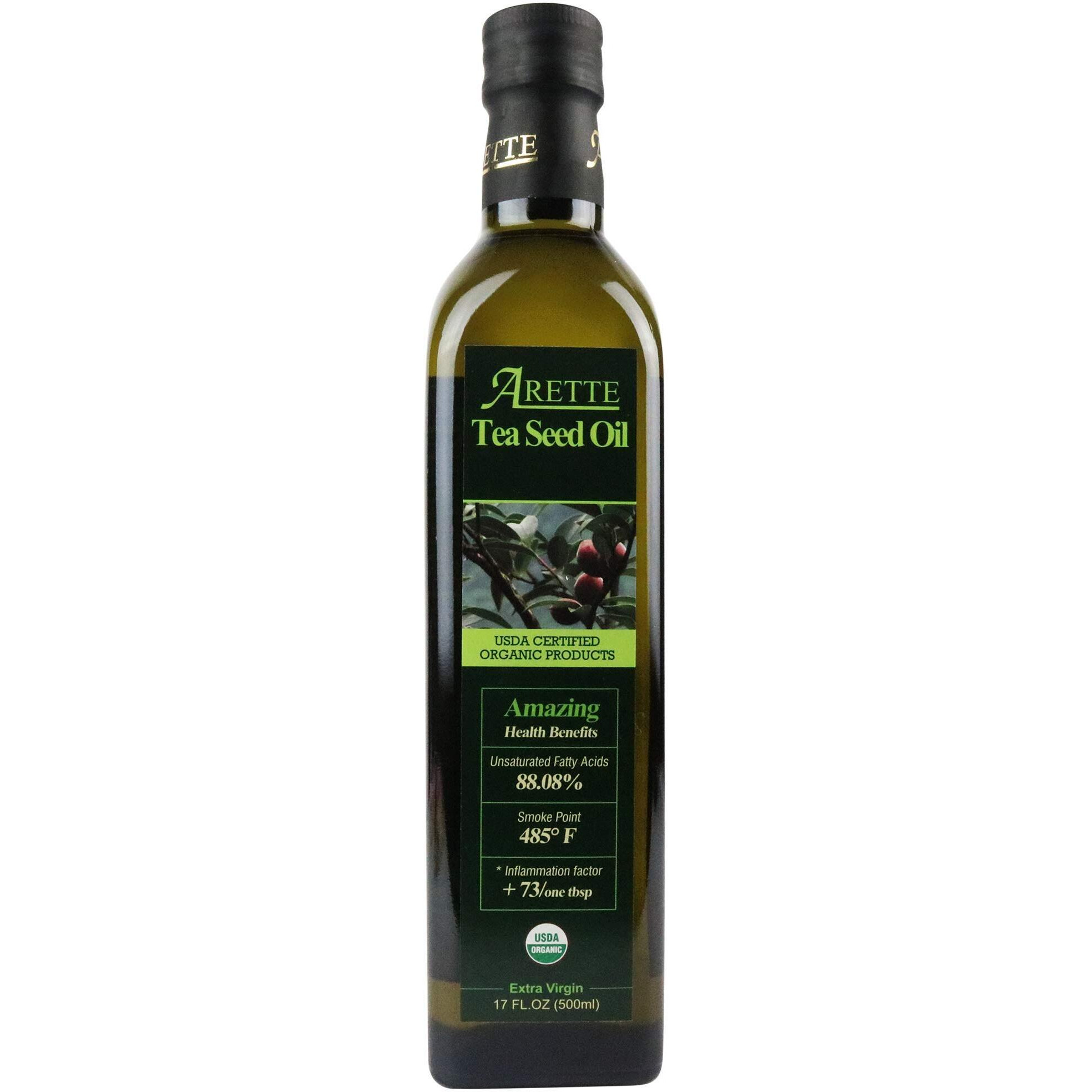 Arette Organic Tea Seed Oil (Usda Certified) Extra Virgin, No Flavor, Extra Light, Cold Pressed 17 Ounces (500 Milliliter)