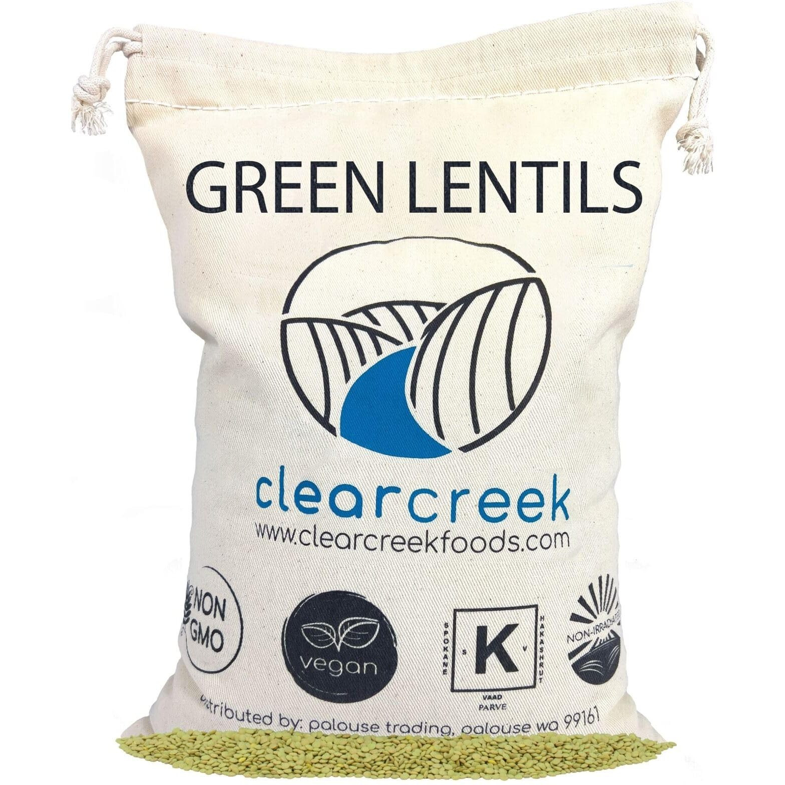 Grown In Montana Green Lentils | 4 Lb Linen Drawstring Bag | Non-Gmo | Kosher | Vegan | Non-Irradiated