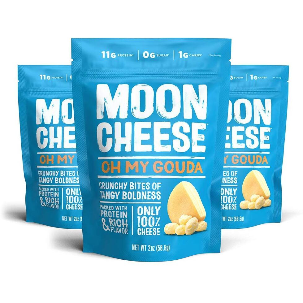 Moon Cheese Oh My Gouda Cheese Bites, 2 Ounce, 3-Pack, Crunchy, Packed With Protein & Calcium, Keto, Gluten Free