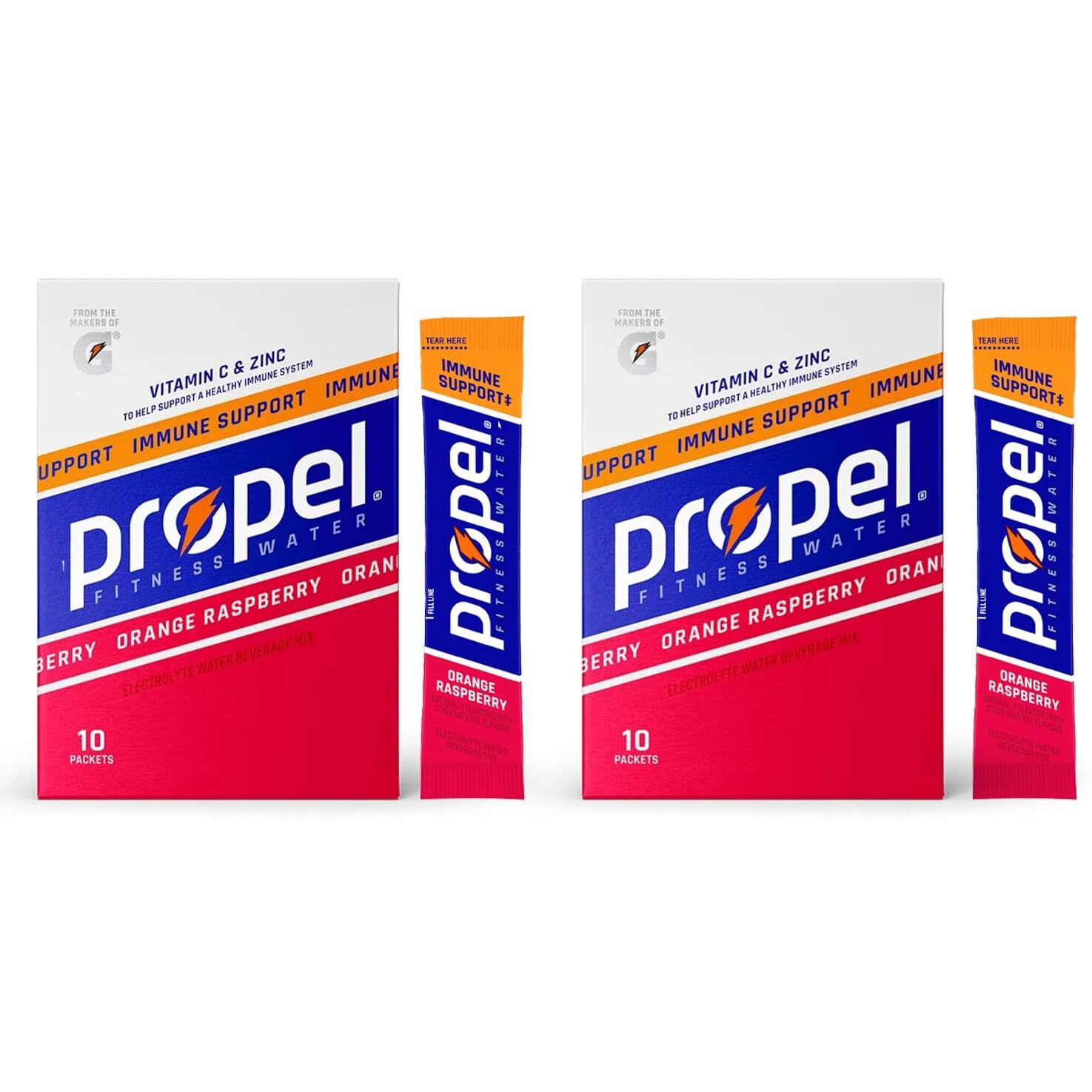 Propel Powder Packets, Orange Raspberry With Electrolytes, Vitamins 20 Count (Pack Of 2) - In Garizze Box