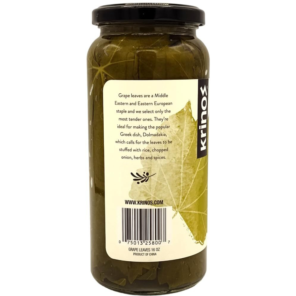 Krinos Gourmet Grape Leaves In Vinegar Brine, 16 Ounces, 454 Grams
