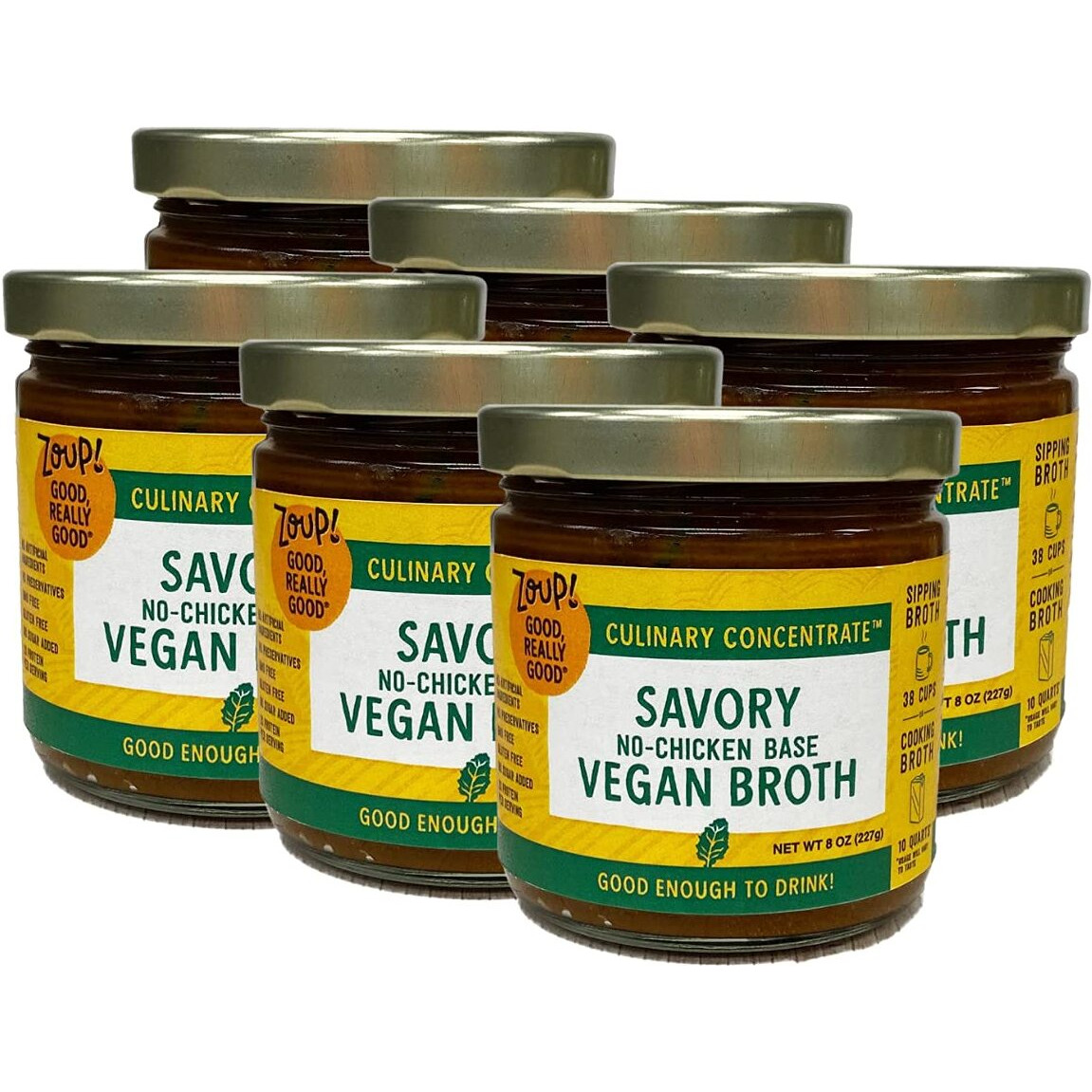 Zoup Good, Really Good Savory Vegan Broth Culinary Concentrate - Keto-Friendly, Gluten Free, Sugar Free, Non-Gmo - Great For Stock, Bouillon, Soup Base Or In Gravy - 6-Pack (8 Oz)