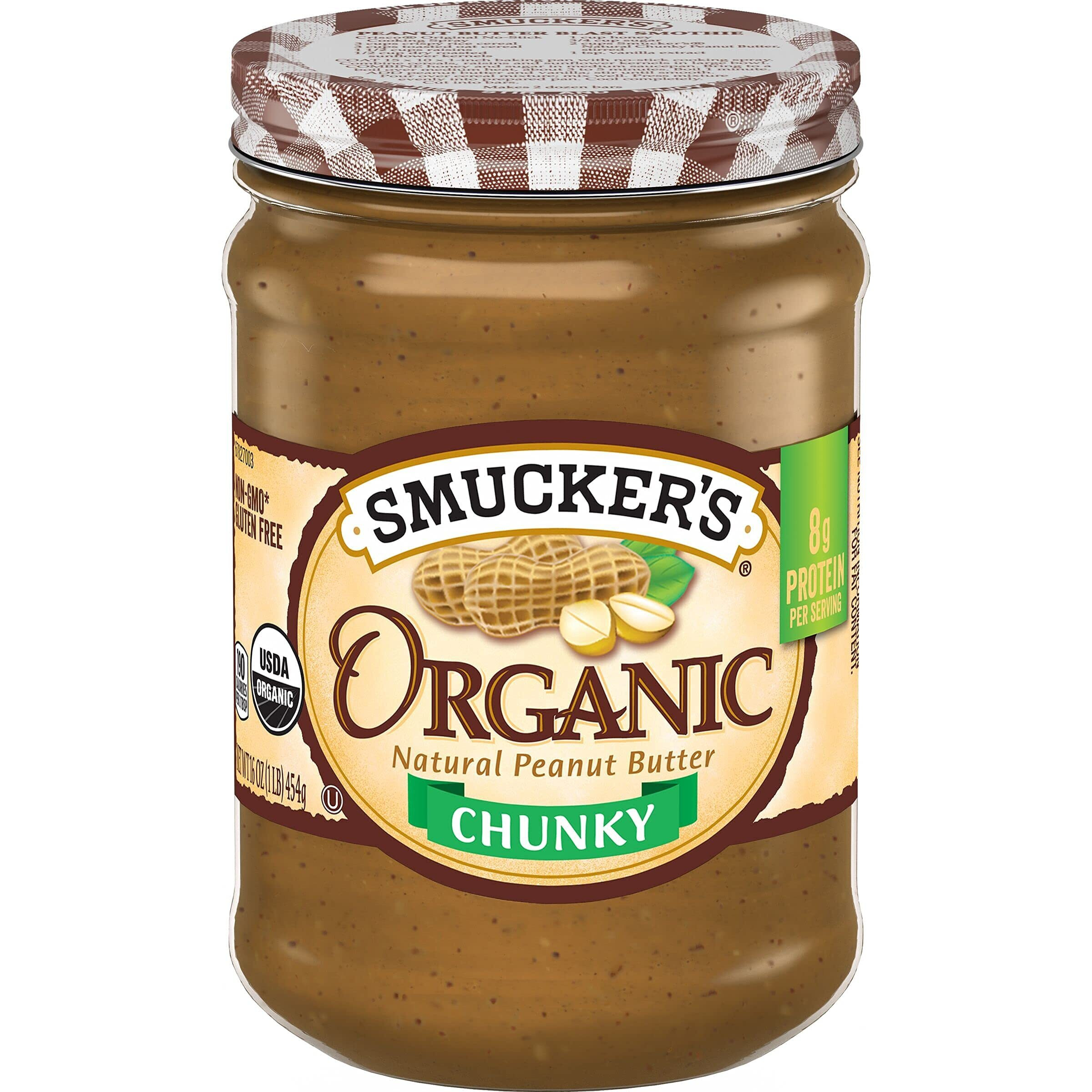 Smucker's Organic Peanut Butter, Chunky, 16Oz (Pack Of 6)