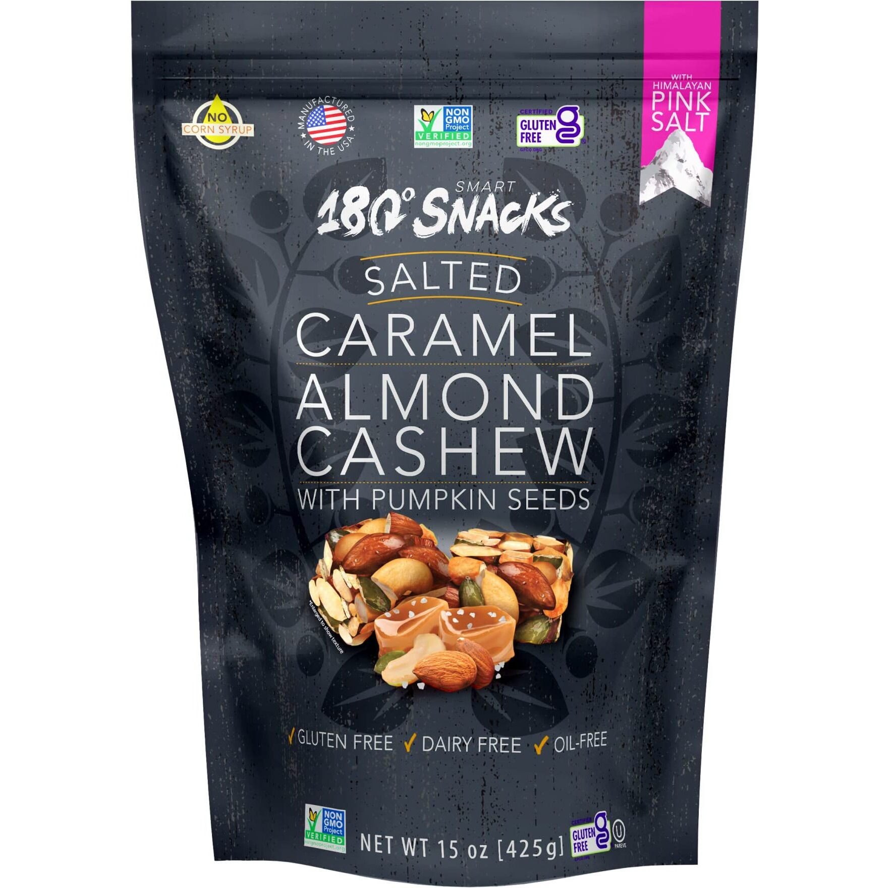 180 Snacks Salted Caramel Almond Cashew With Himalayan Salt - Delicious, Bite-Size Healthy Snacks - Non Gmo, Dairy-Free, Gluten-Free Snacks - Ebt Eligible Snacks For Kids And Adults - 15 Oz