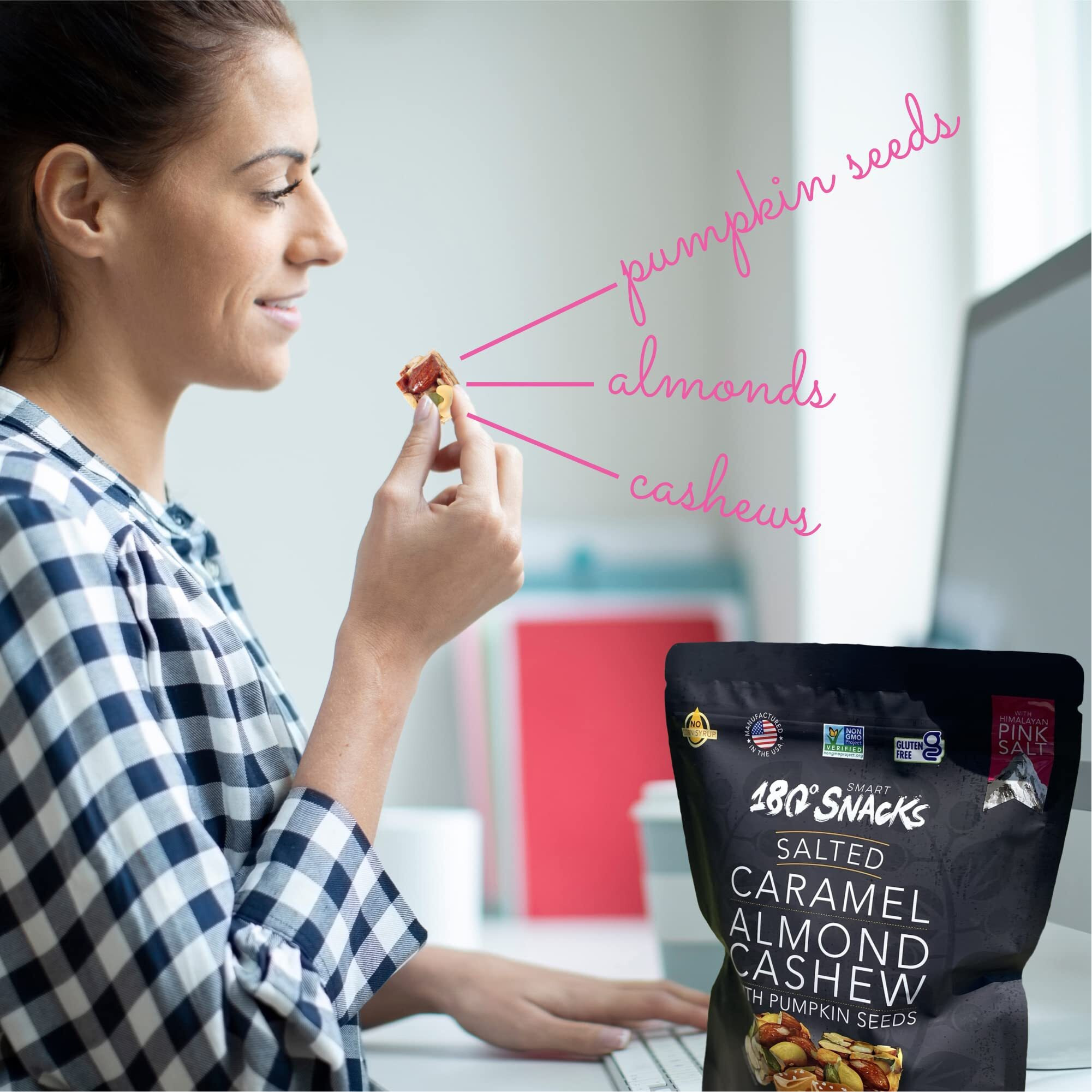 180 Snacks Salted Caramel Almond Cashew With Himalayan Salt - Delicious, Bite-Size Healthy Snacks - Non Gmo, Dairy-Free, Gluten-Free Snacks - Ebt Eligible Snacks For Kids And Adults - 15 Oz