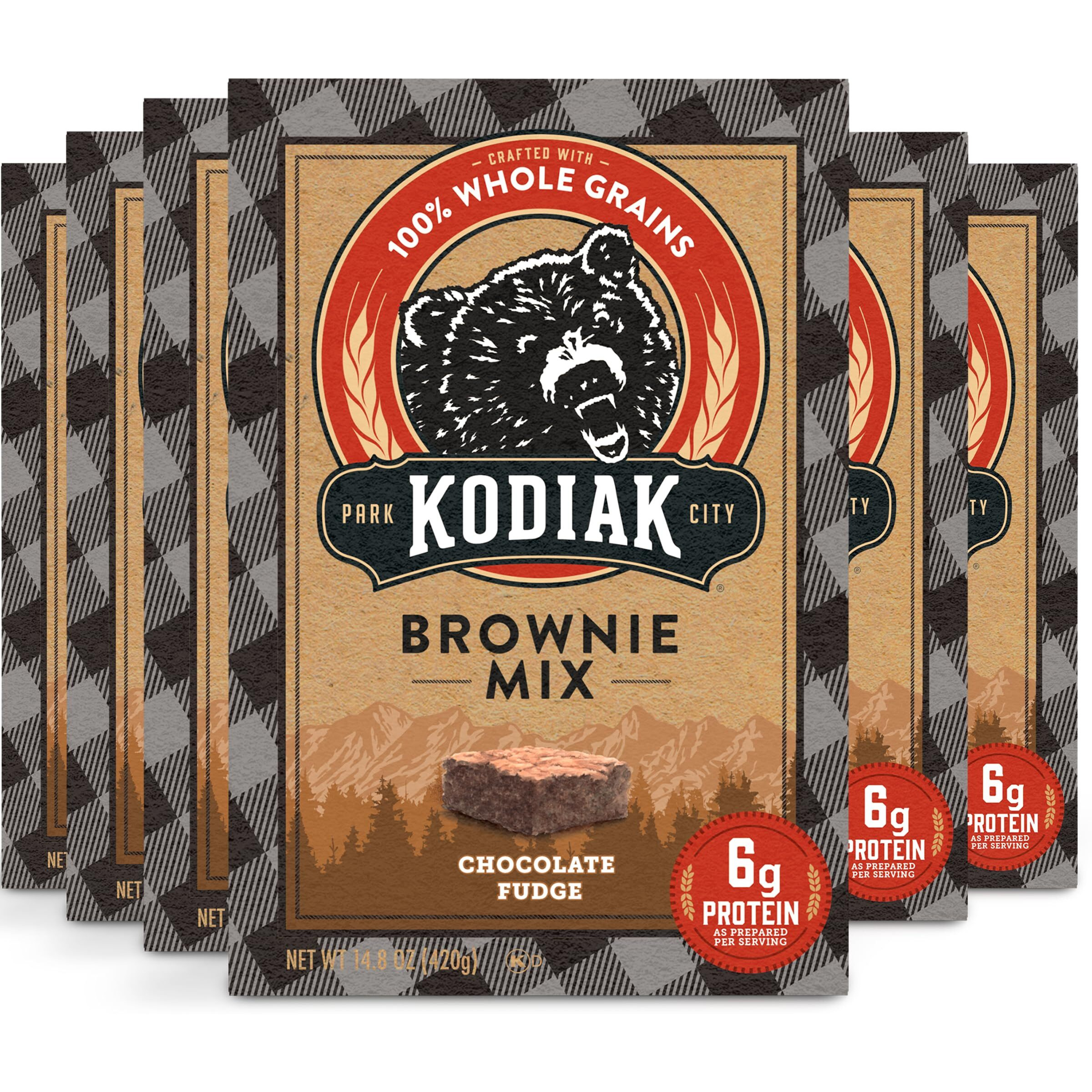 Kodiak Cakes Chocolate Fudge Brownie Mix, 14.8 Ounce Boxes (Pack Of 6)