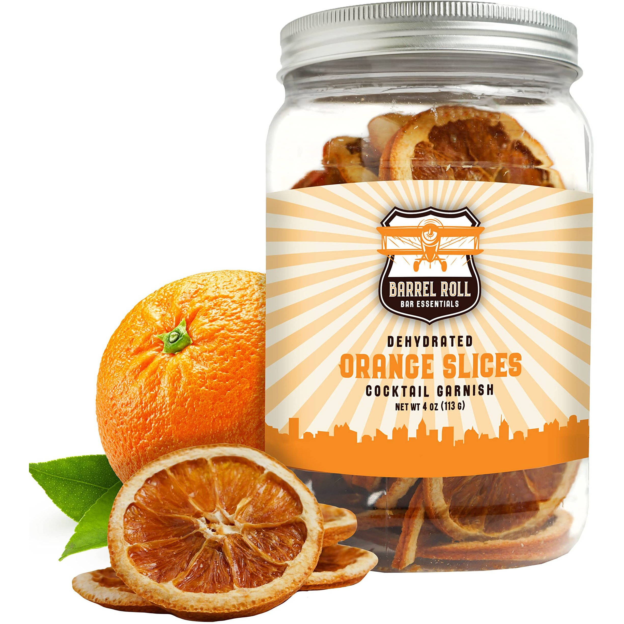 Barrel Roll Bar Essentials Usa Grown Dried Orange Slices For Cocktails | 4 Ounces Of Large Dehydrated Oranges | Orange Cocktail Garnish | Dried Fruit For Cocktails & Healthy Snacks | Preservative Free