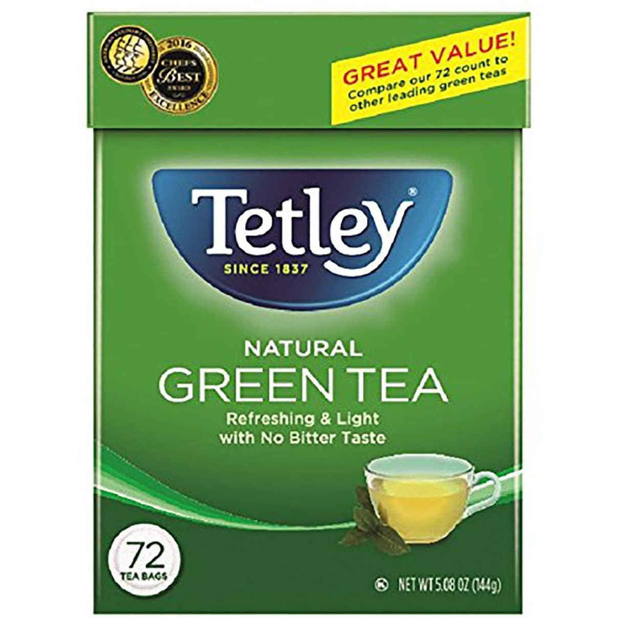 Tetley Green Tea, 72 Tea Bags (Pack Of 6) (Packaging May Vary)