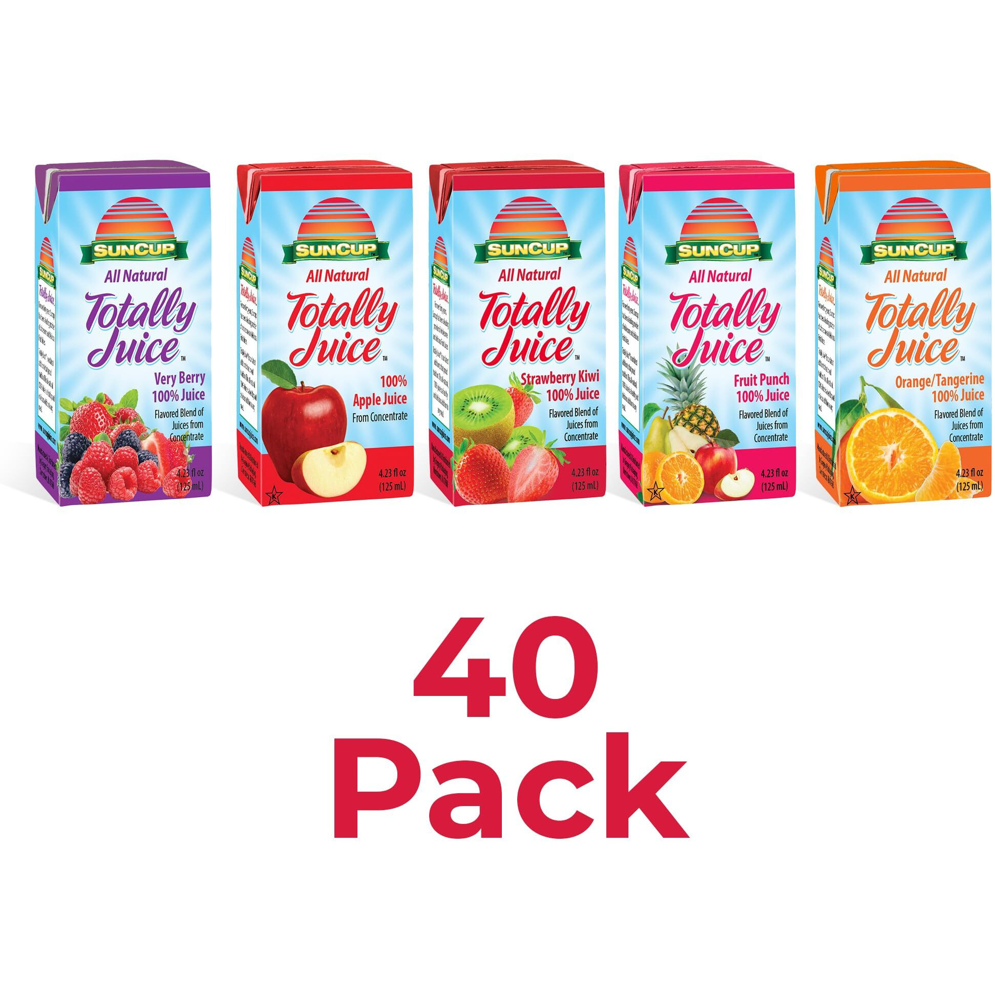 Suncup Totally Juice - 40 Pack / 4.23 Oz Juice Box W/Straw (Very Berry 100% Juice)