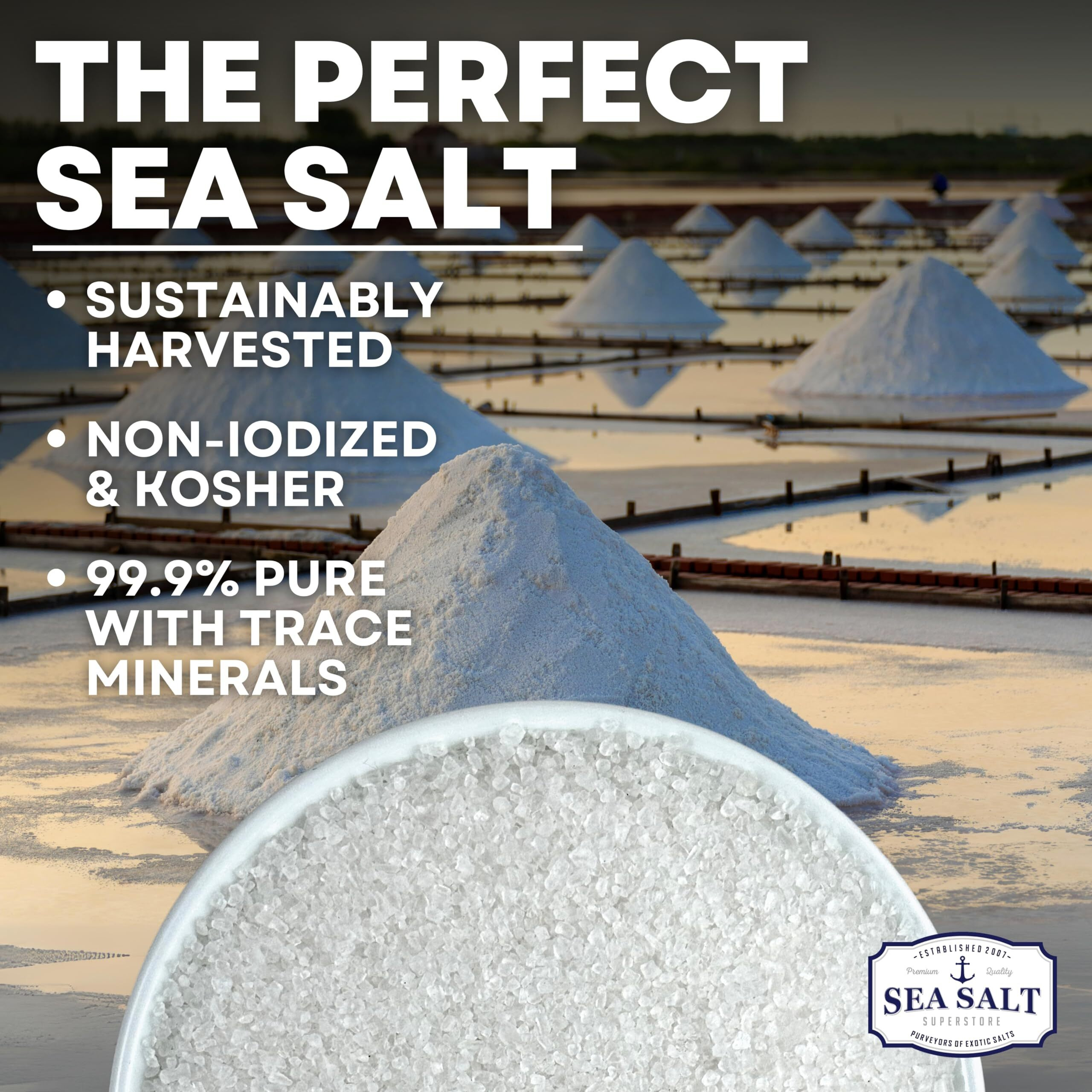 Coarse Sea Salt For Grinder Refill, Coarse Grain Kosher Salt, Non-Iodized Coarse Salt For Cooking, Mineral-Rich Unrefined Baja Salt, 30 Oz Bag, Sea Salt Superstore