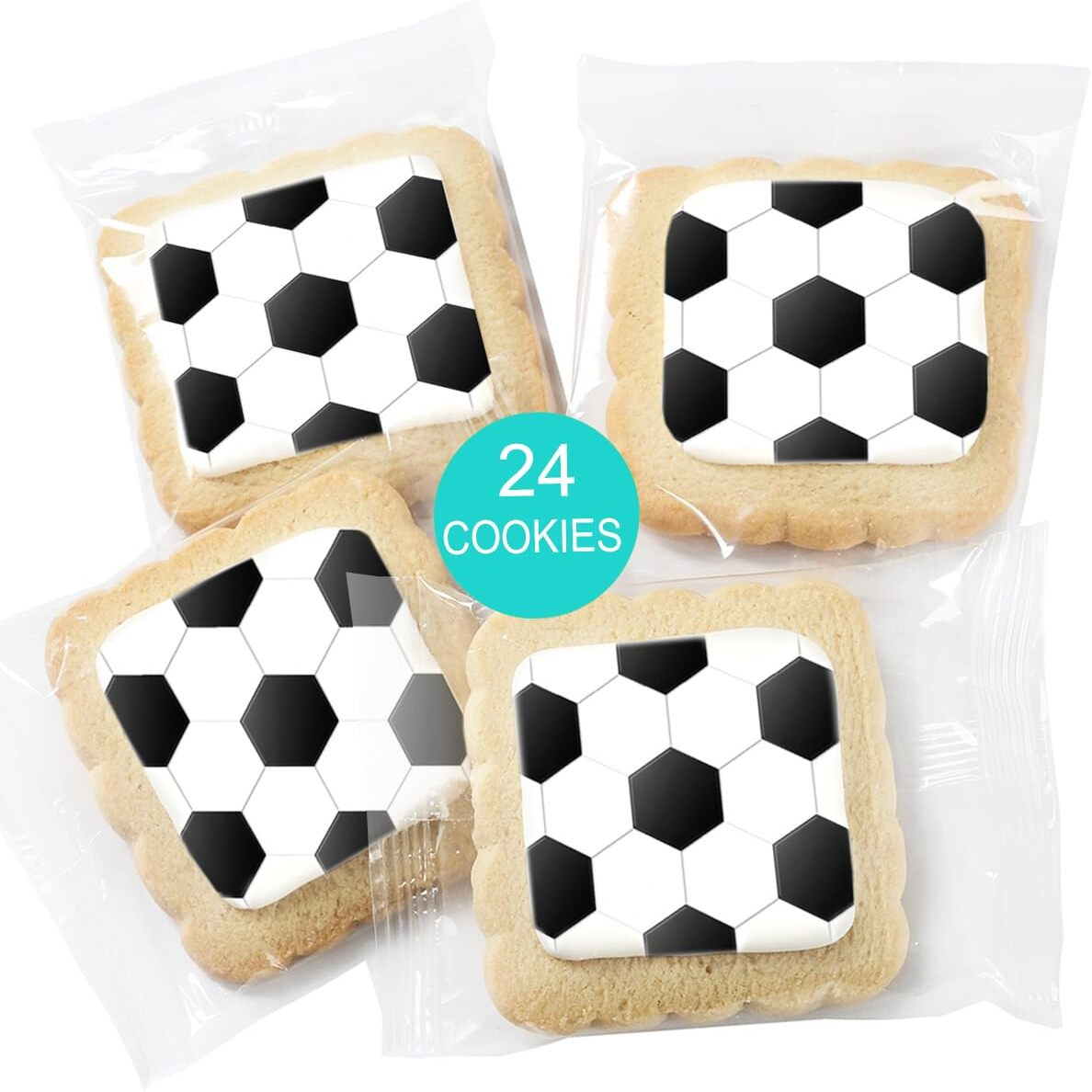Soccer Cookies Individually Wrapped Decorated Party Favors Sugar Cookie 24 Pack Bulk Sports For Kids Game League