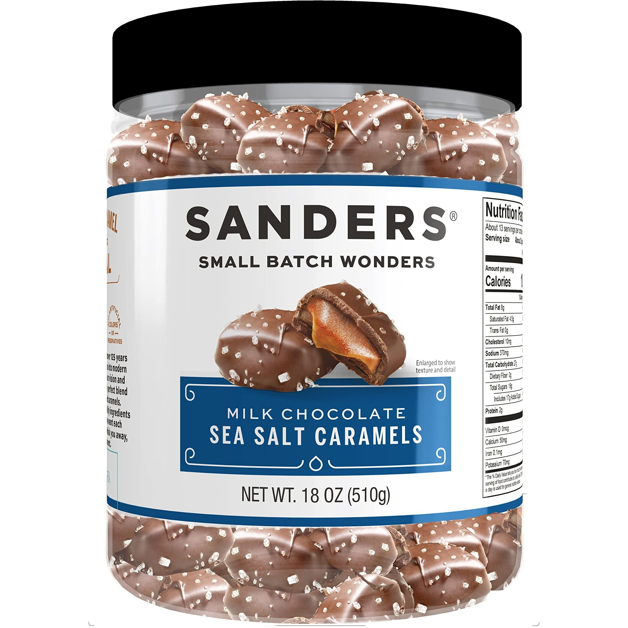 Sanders Milk Chocolate Sea Salt Caramels - 18 Oz Tub