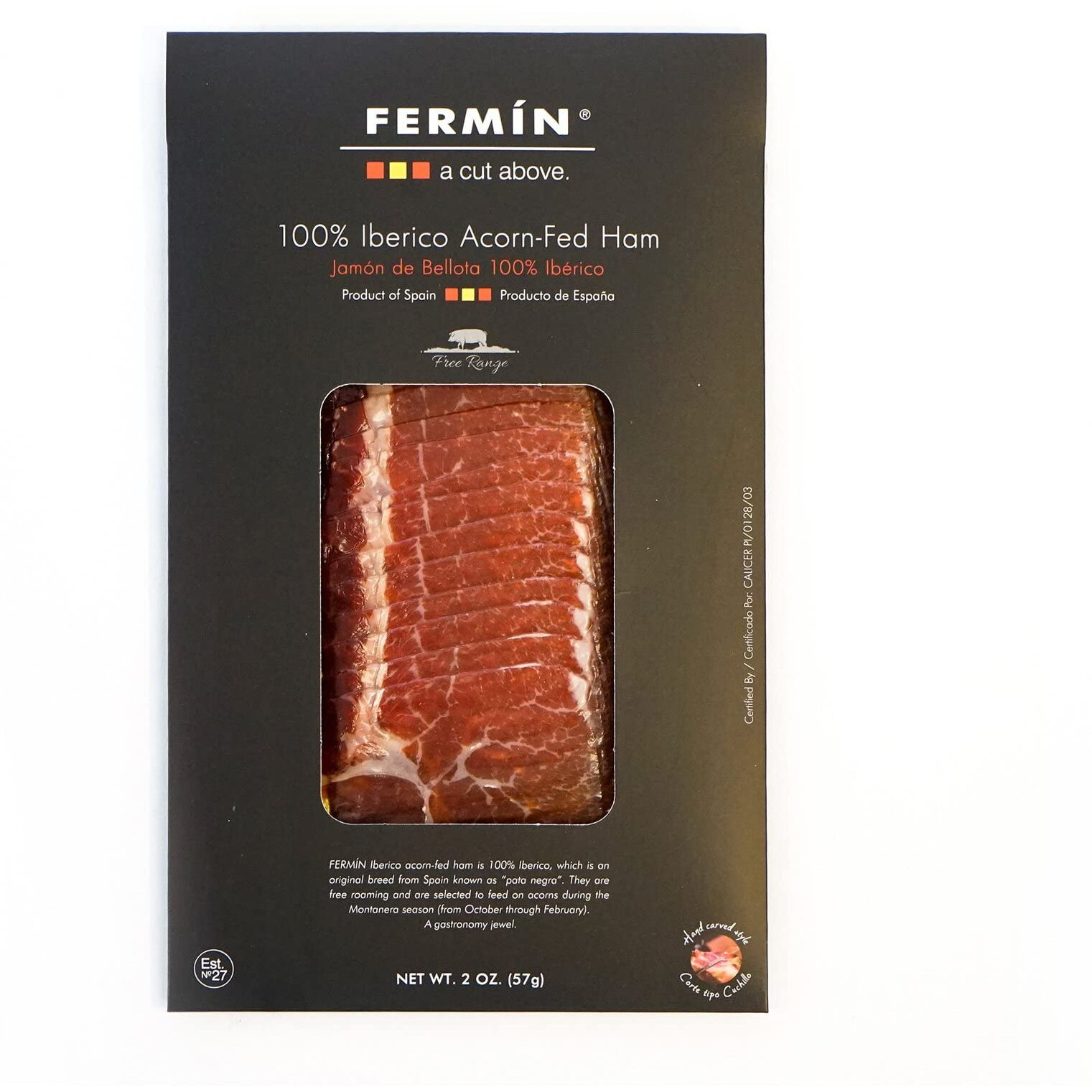 100% Iberico Acorn-Fed Ham Sliced 2 Oz (2 Pack) | Jamon De Bellota 100 % Iberico Loncheado 2 Oz (2 Pack)