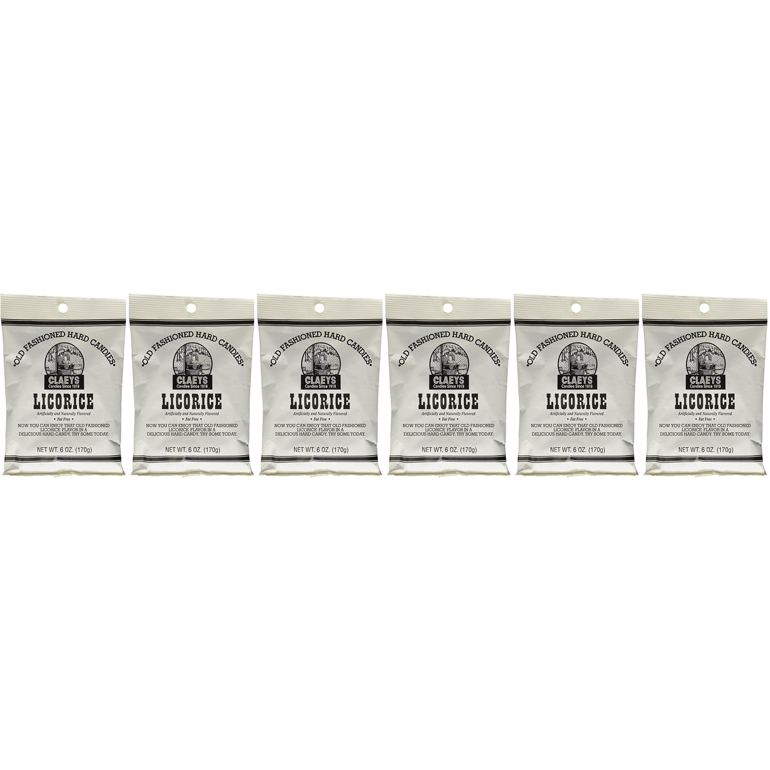 Claeys Candies Licorice - Old Fashioned Hard Candy - Artificially And Naturally Flavored - Fat-Free - 6 Ounce - 6-Pack