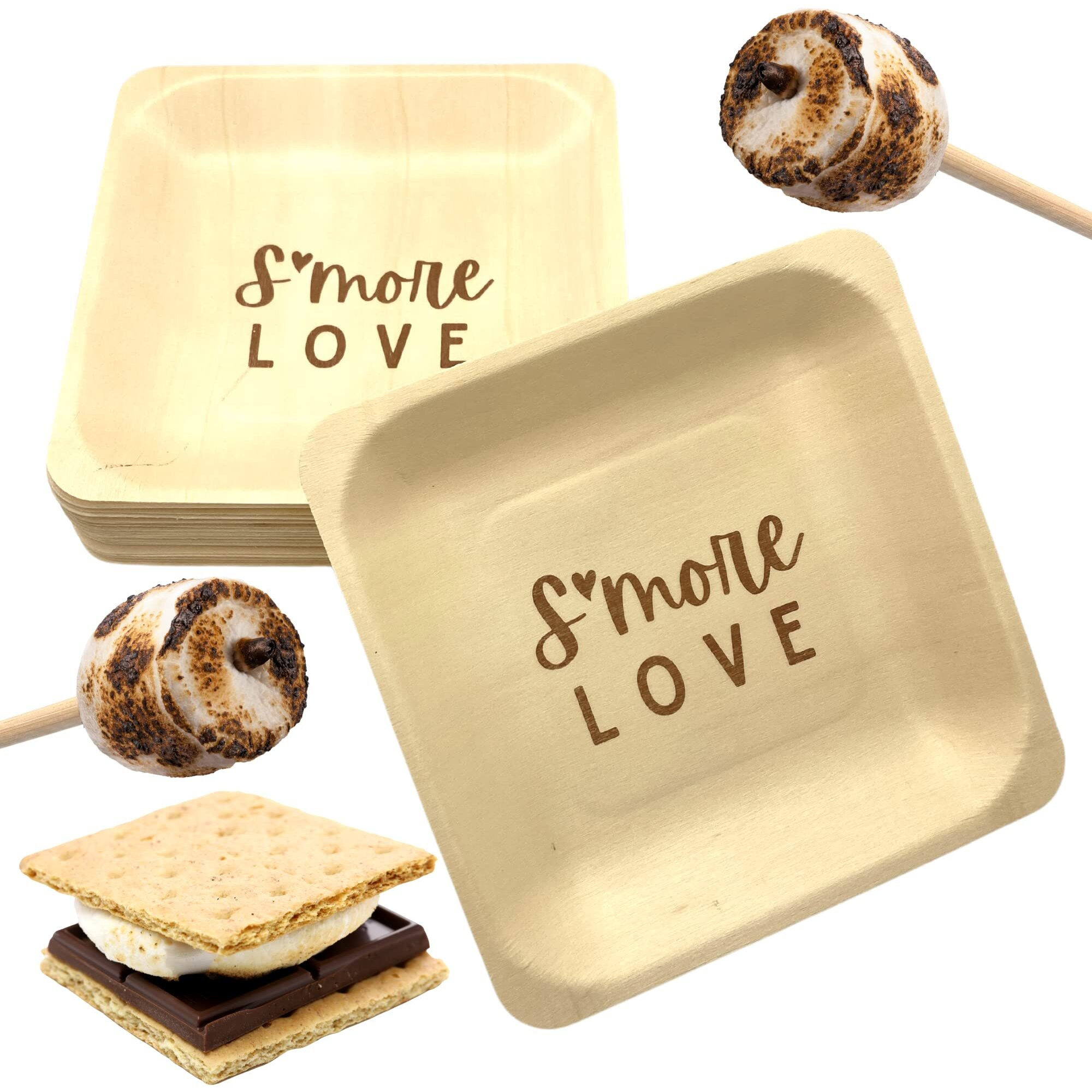 [400 Piece] Wedding/Party Bulk S'Mores Kit - Makes Up To 108 S'Mores - Includes 12"" Roasting Sticks, Chocolate, Graham Crackers, Plates And Marshmallows