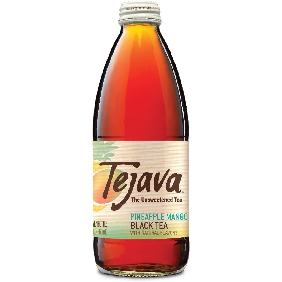 Tejava Pineapple Mango Black Iced Tea, 24 Pack, 12Oz Glass Bottles, Unsweetened, Non-Gmo, Kosher, No Sugar Or Sweeteners, No Calories, No Preservatives, Brewed In Small Batches