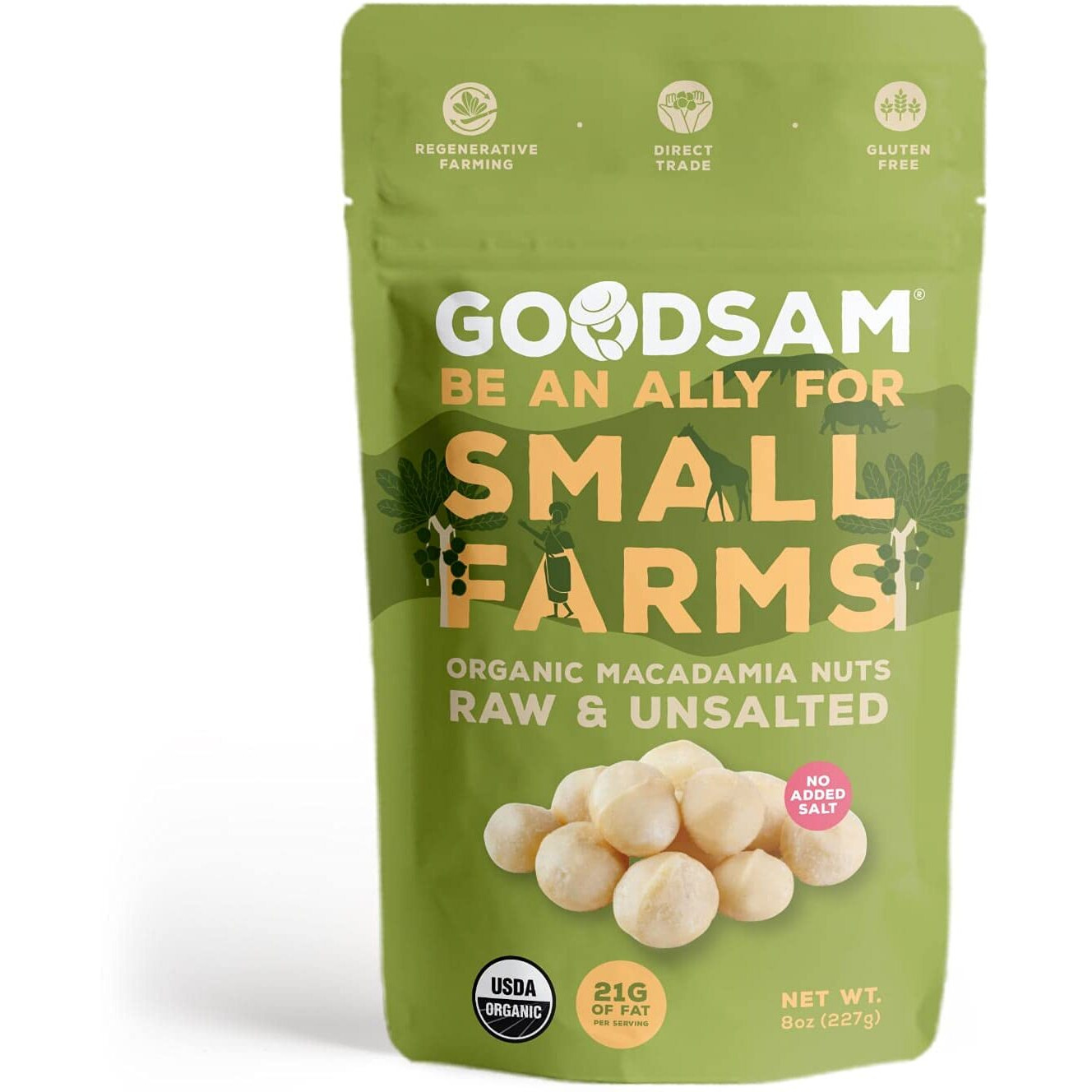 Goodsam Organic Raw Macadamia Nuts 0.5 Lb, Unsalted, Gluten Free, Non Gmo, Vegan, Keto, Regenerative Farming, Direct Trade